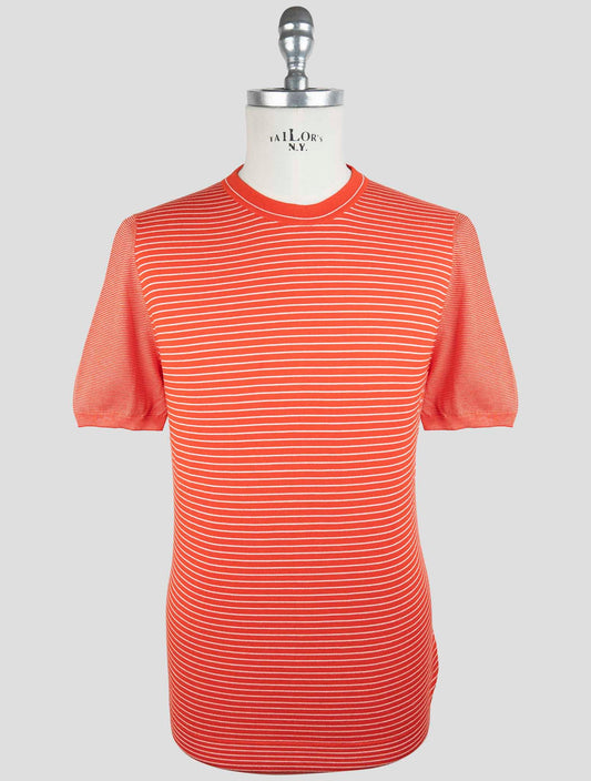 Kiton Red White Cotton T-Shirt