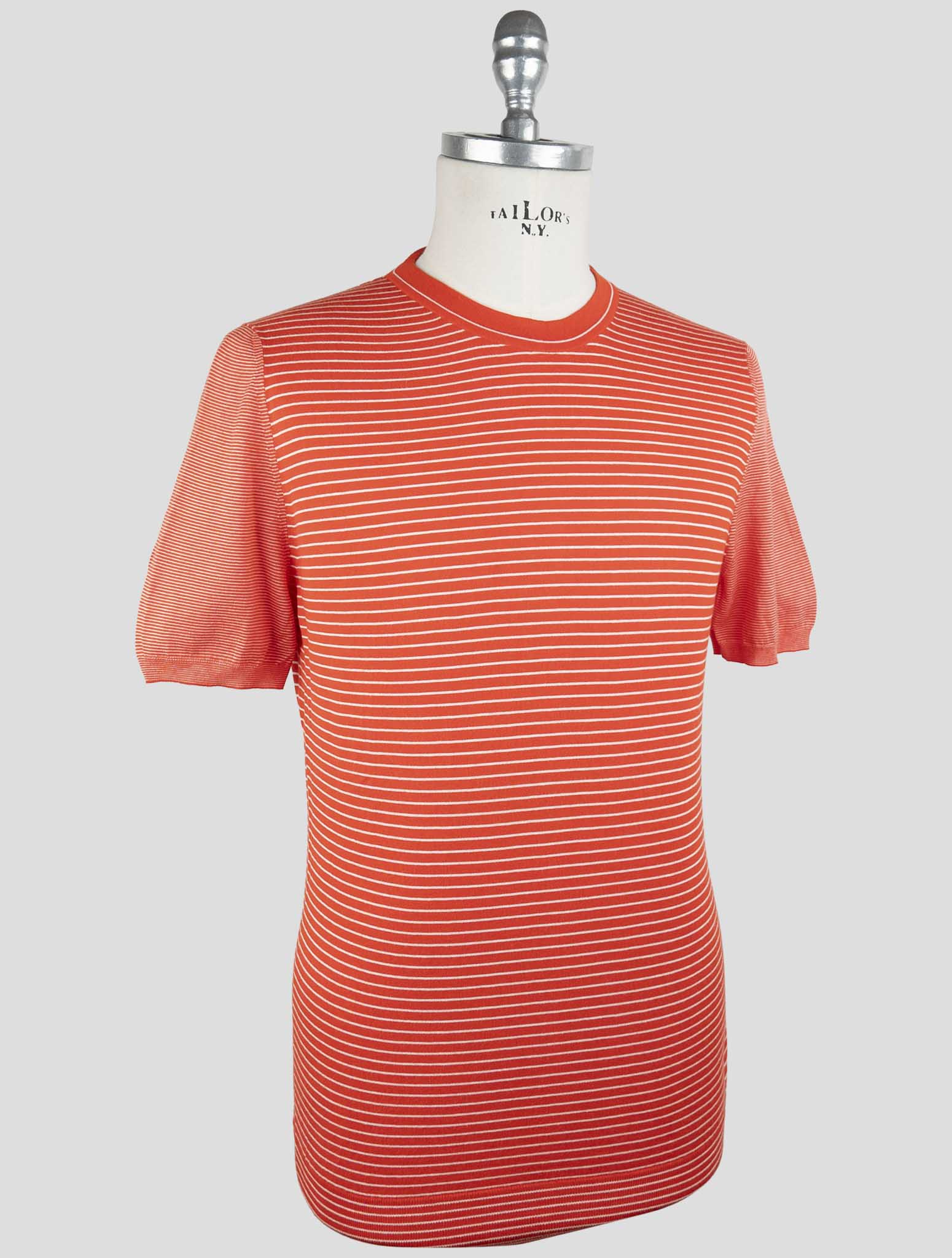 Kiton Red White Cotton T-Shirt