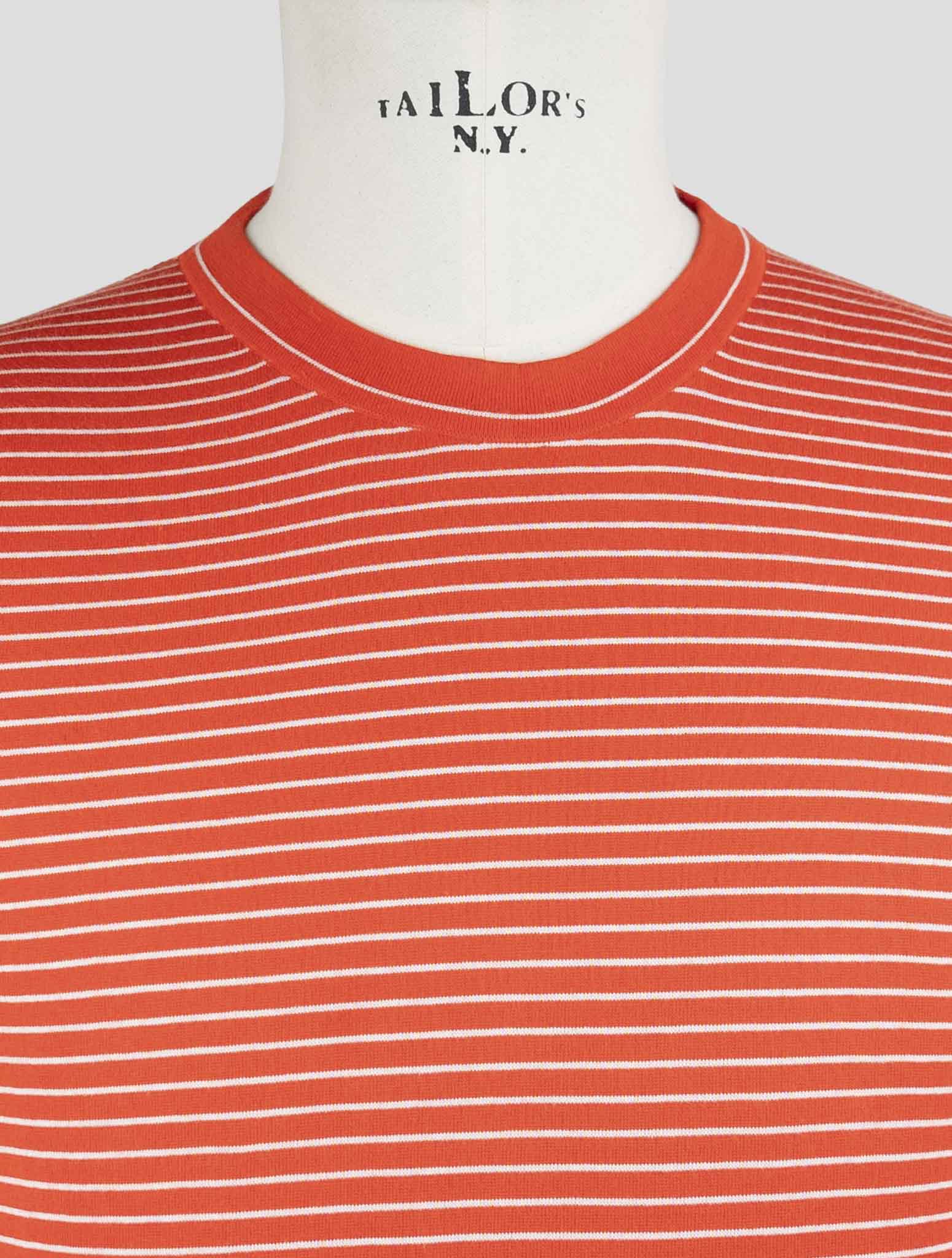 Kiton Red White Cotton T-Shirt