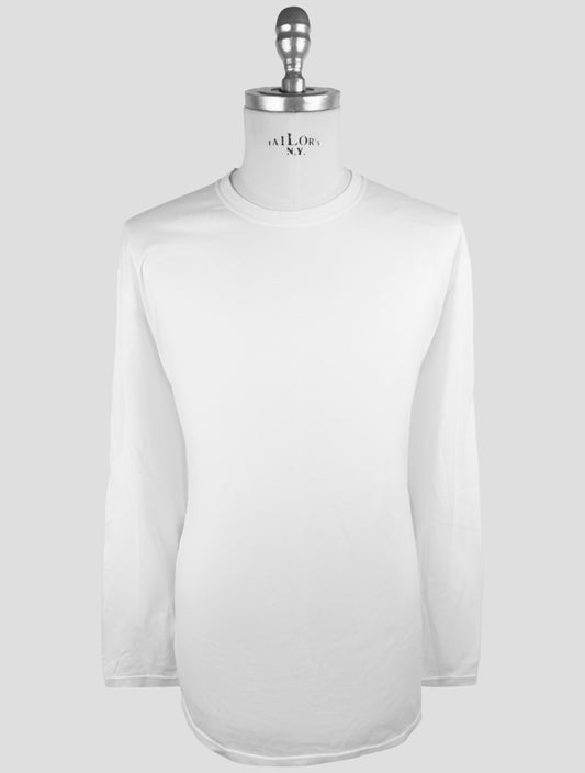 Kiton White Cotton Cashmere Sweater Crewneck