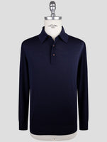 Kiton Blue Wool Diamante Blu Sweater Polo