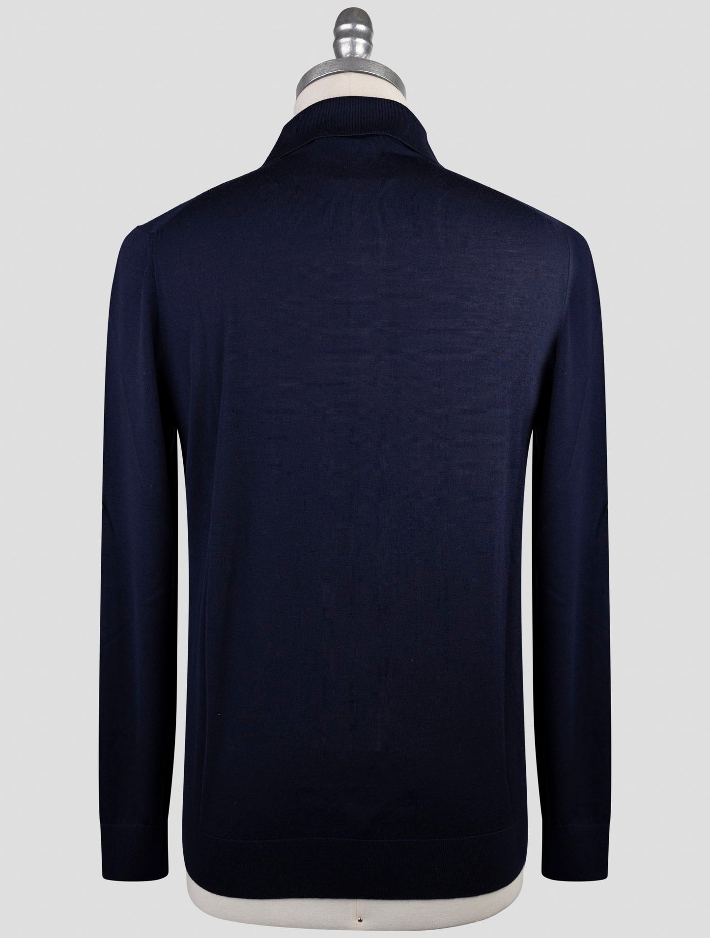 Kiton Blue Wool Diamante Blu Sweater Polo