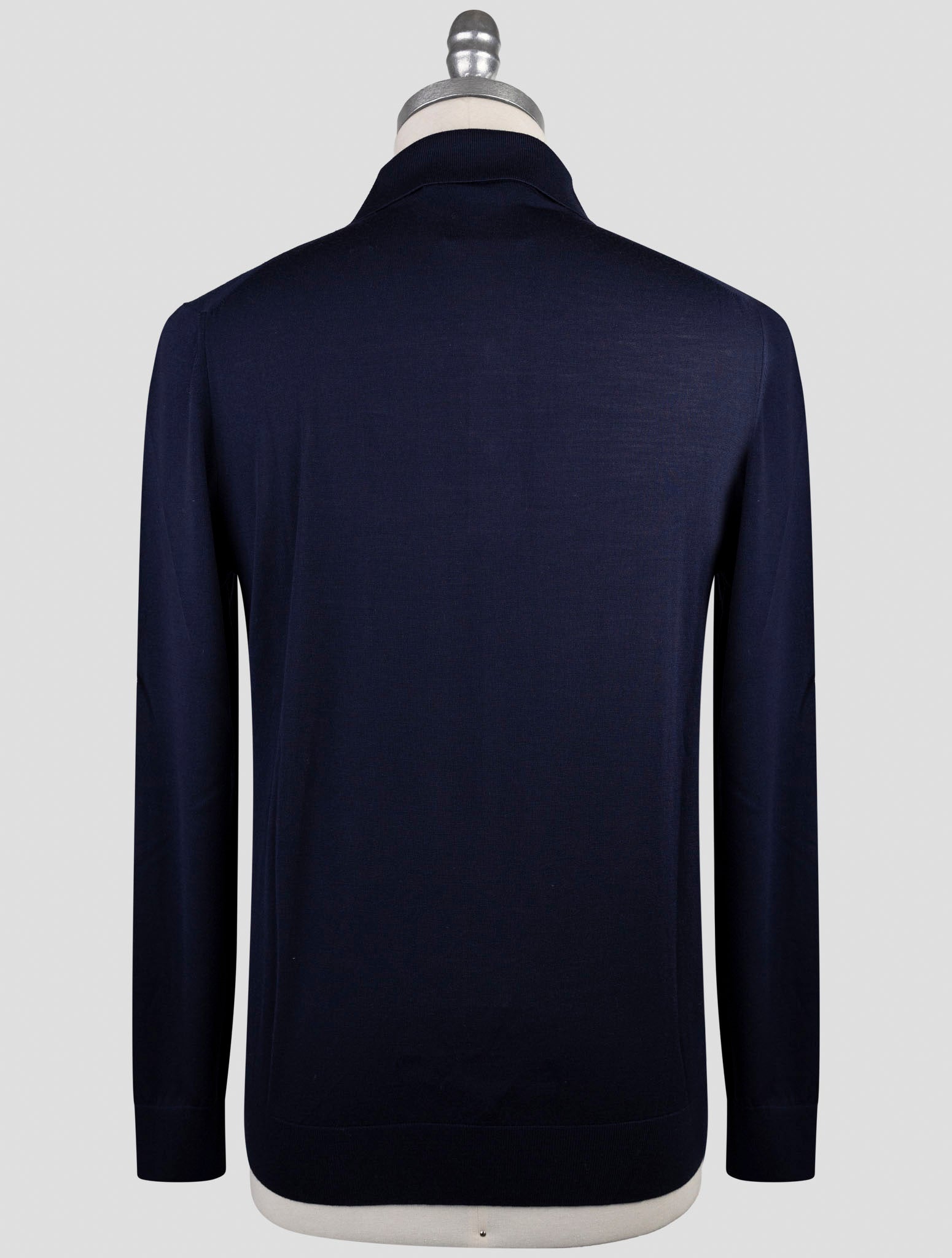 Kiton Blue Wool Diamante Blu Sweater Polo