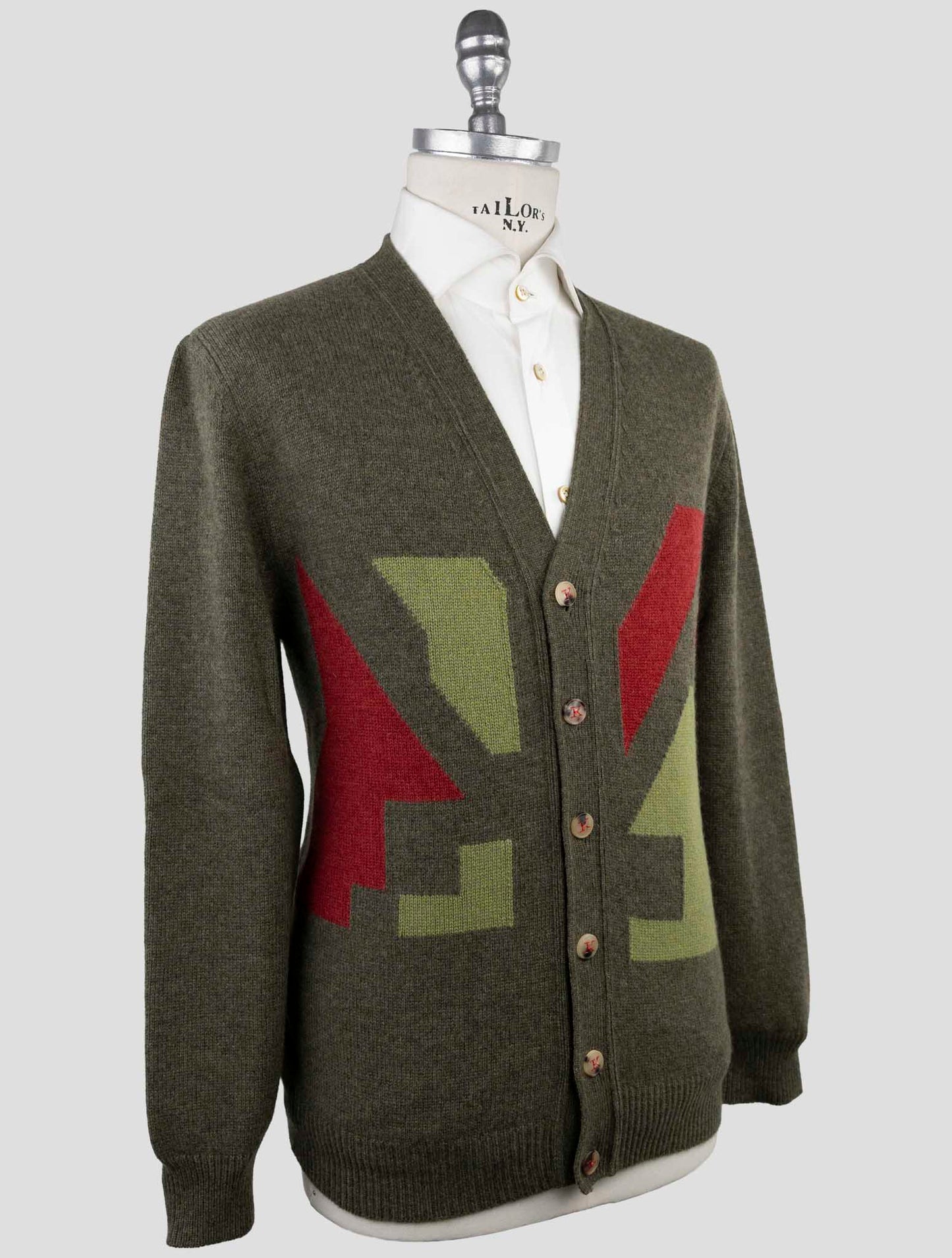 Kiton Green Cashmere Sweater Cardigan