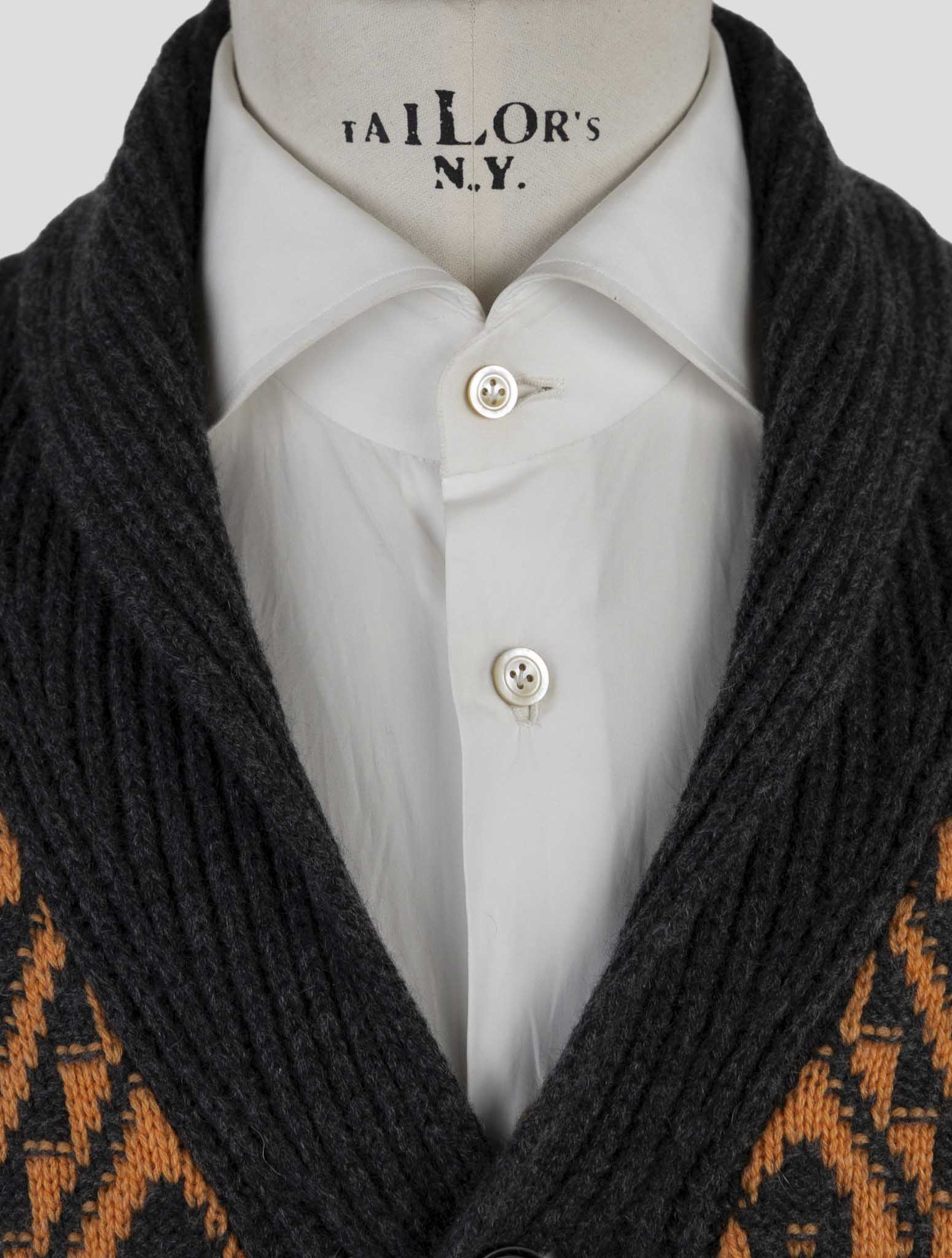 Kiton Gray Orange Cashmere Sweater Cardigan