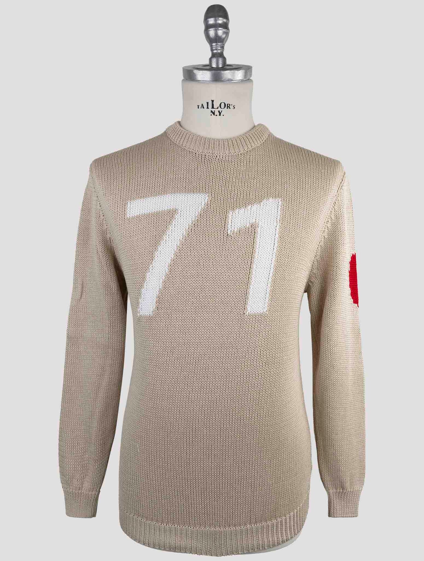 Kiton Beige Cotton Sweater Crewneck