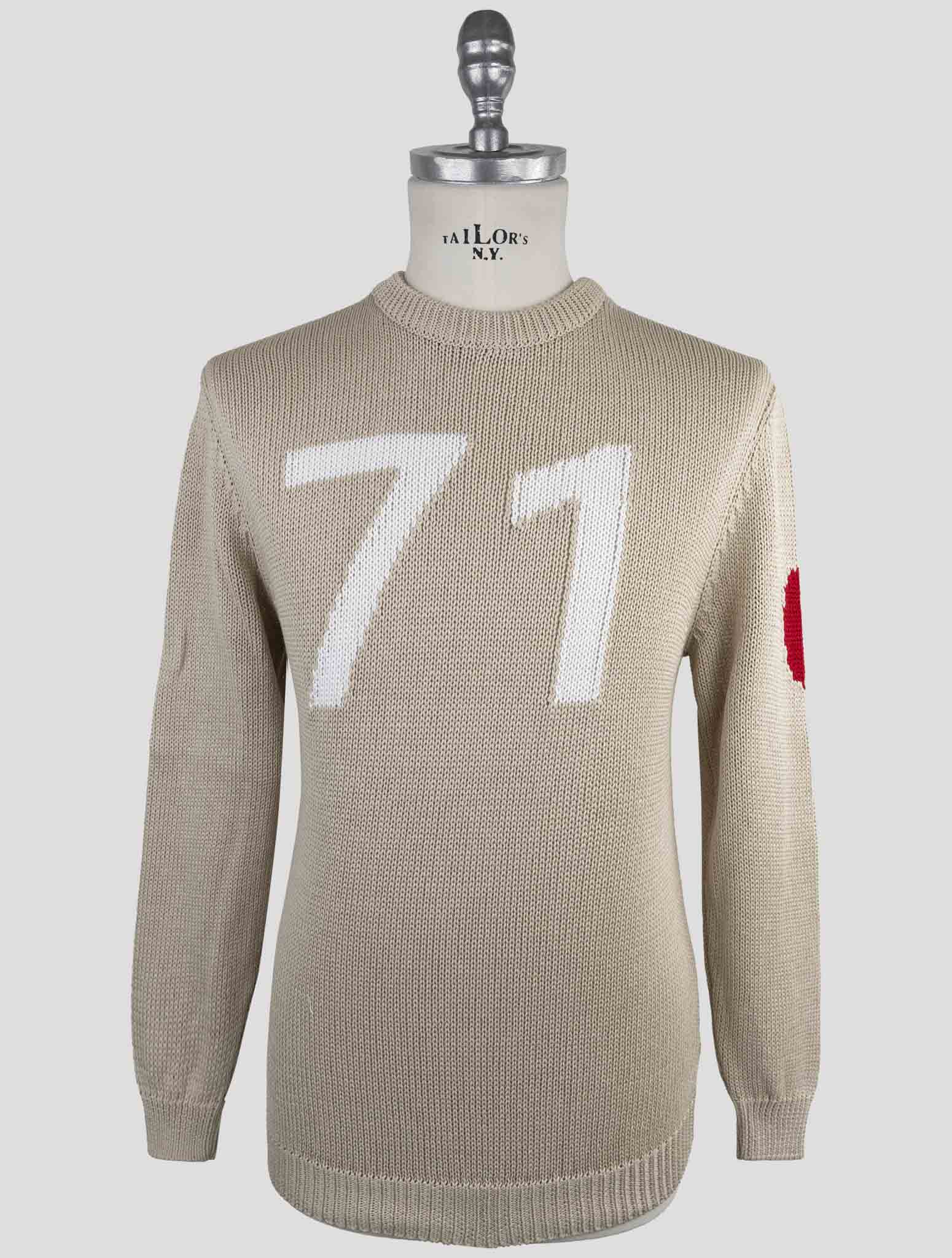 Kiton Beige Cotton Sweater Crewneck
