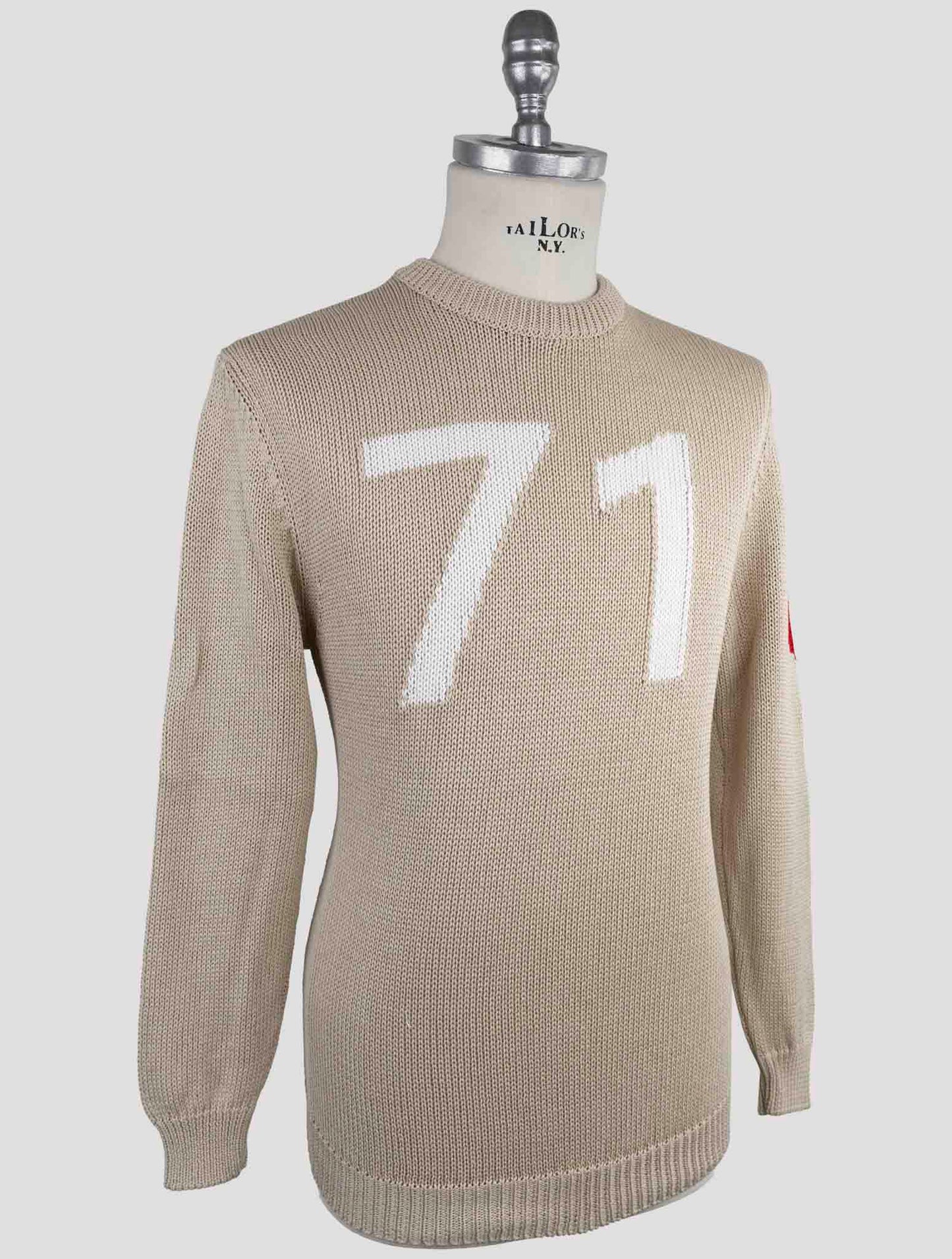 Kiton Beige Cotton Sweater Crewneck