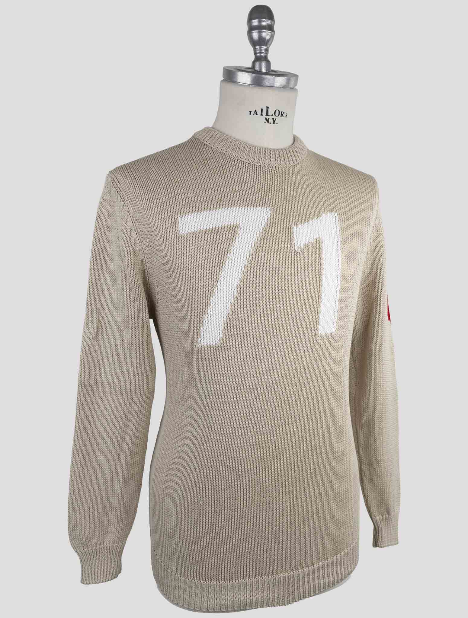 Kiton Beige Cotton Sweater Crewneck