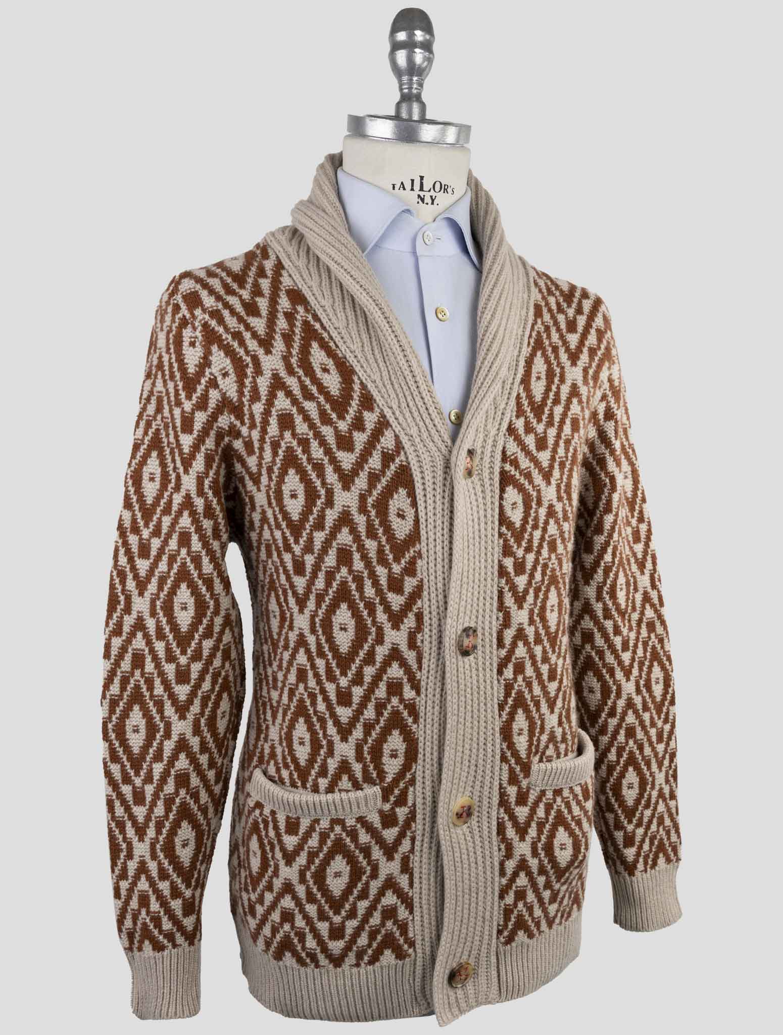 Kiton Brown Cashmere Sweater Cardigan