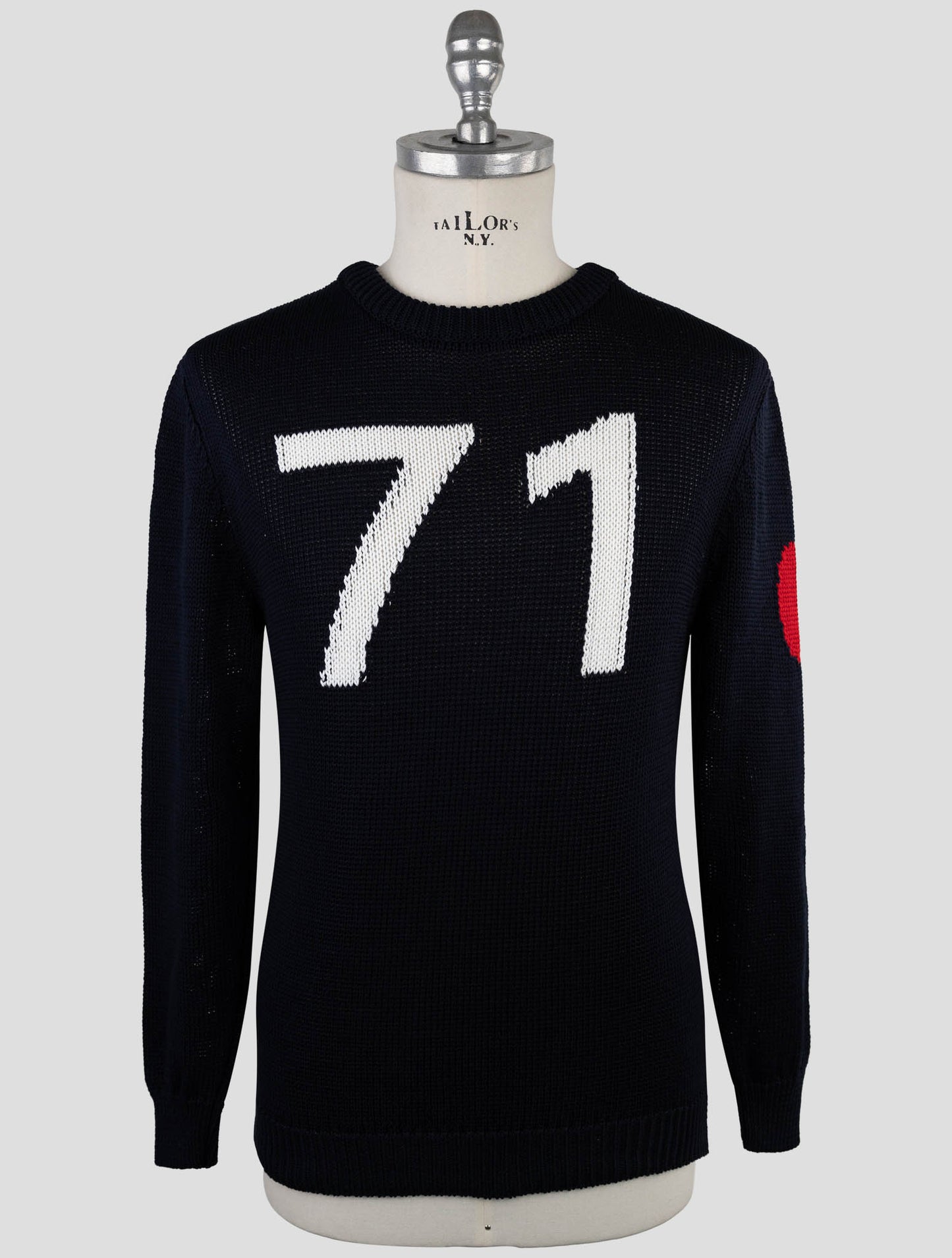 Kiton Dark Blue Cotton Sweater Crewneck