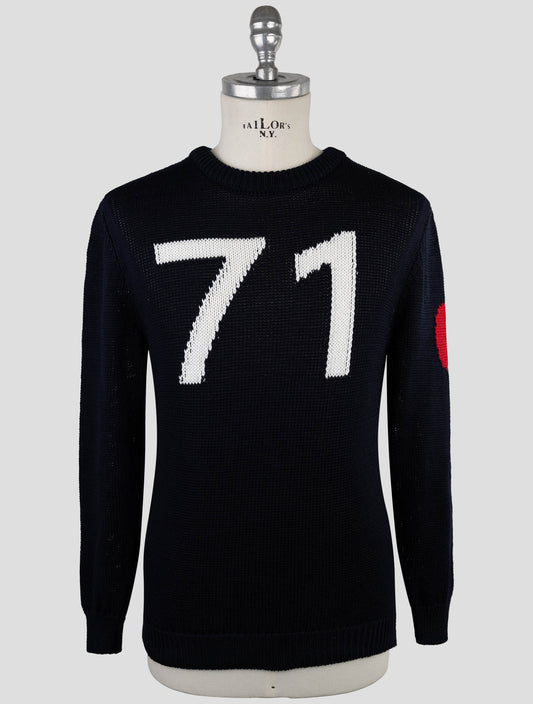 Kiton Dark Blue Cotton Sweater Crewneck