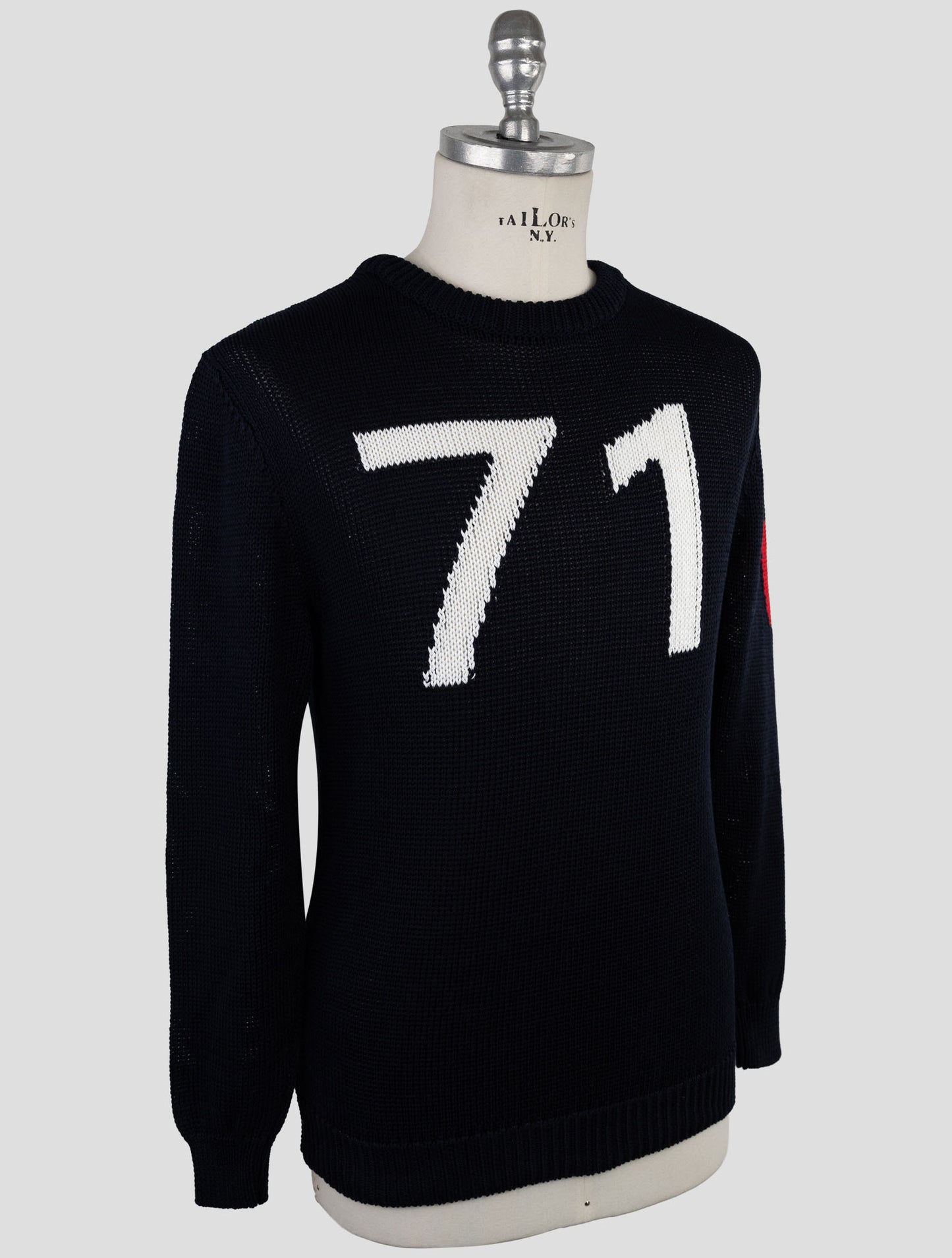 Kiton Dark Blue Cotton Sweater Crewneck