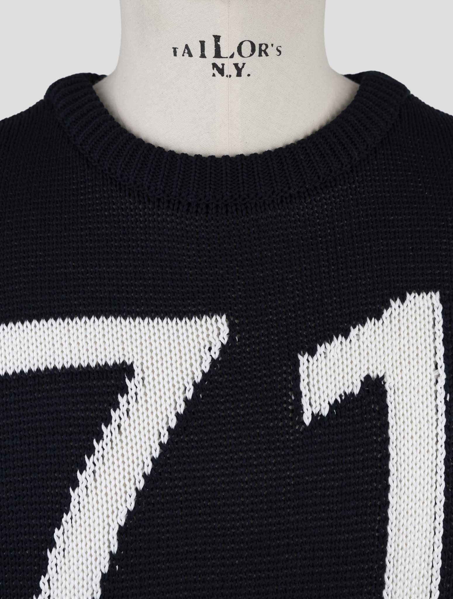 Kiton Dark Blue Cotton Sweater Crewneck