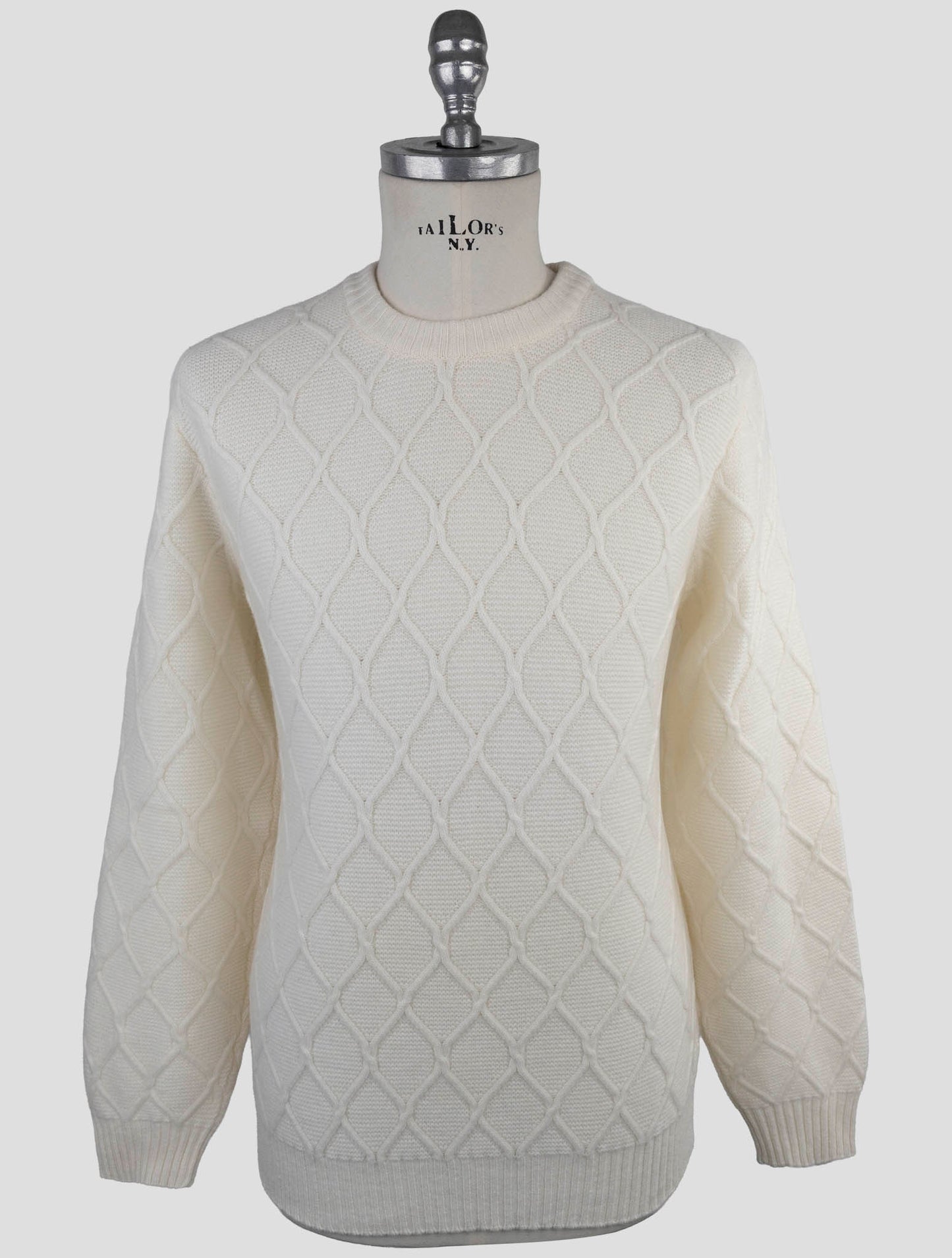 Kiton White Wool Sweater Crewneck