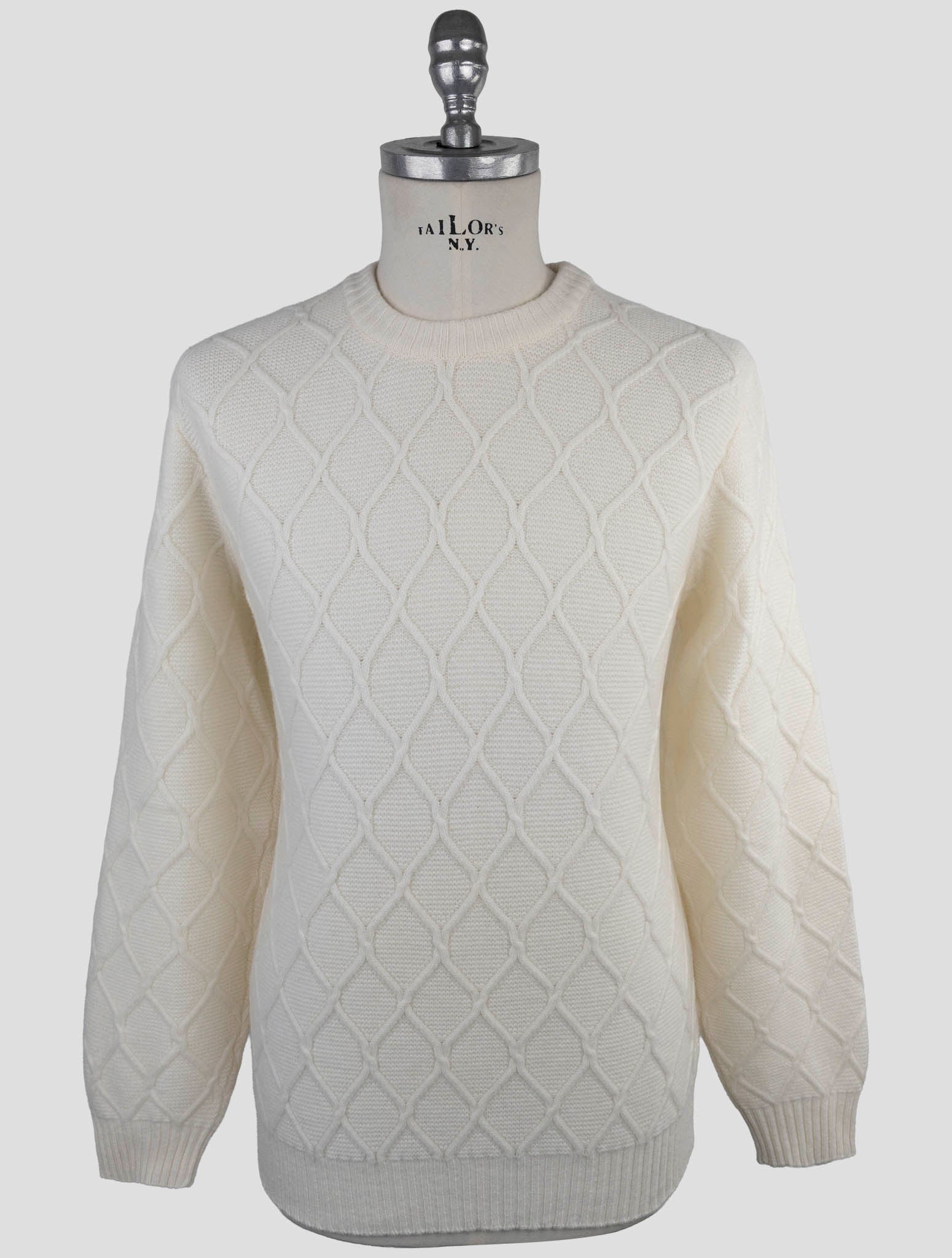 Kiton White Wool Sweater Crewneck