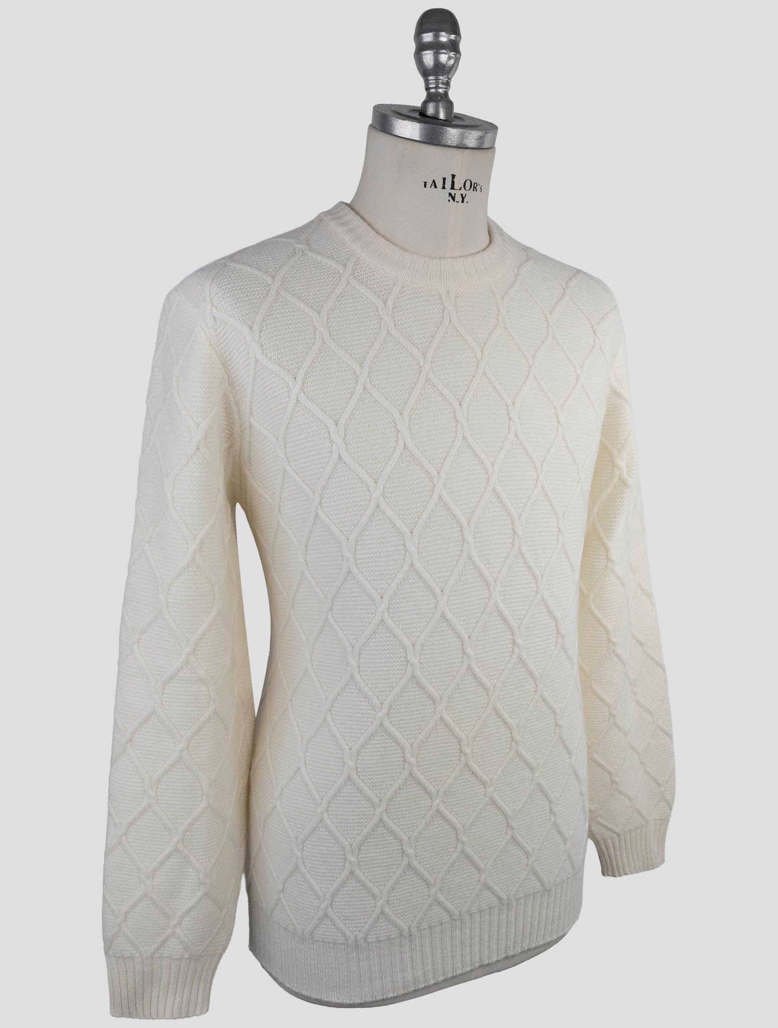 Kiton White Wool Sweater Crewneck