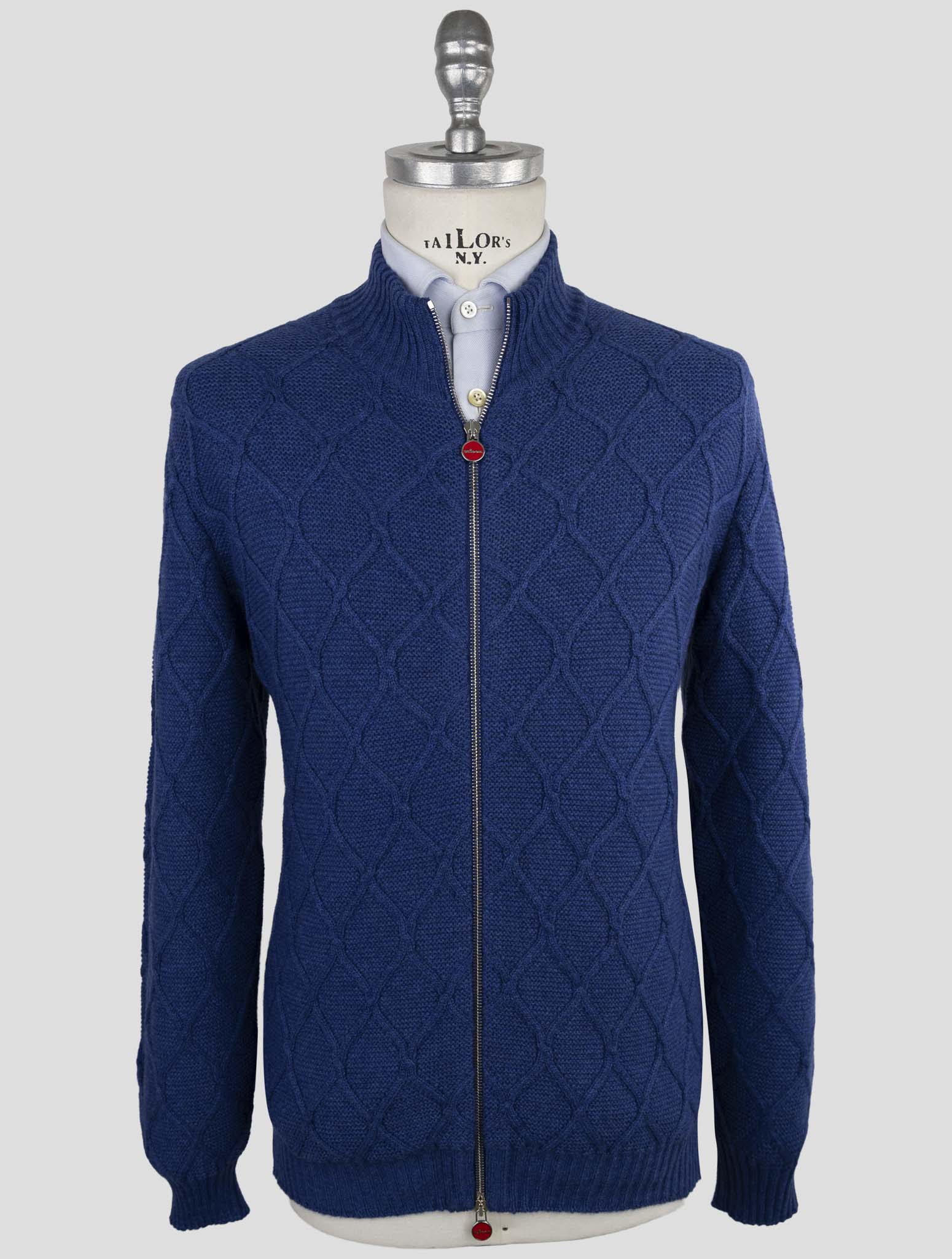 Kiton Blue Cashmere Sweater Full Zip