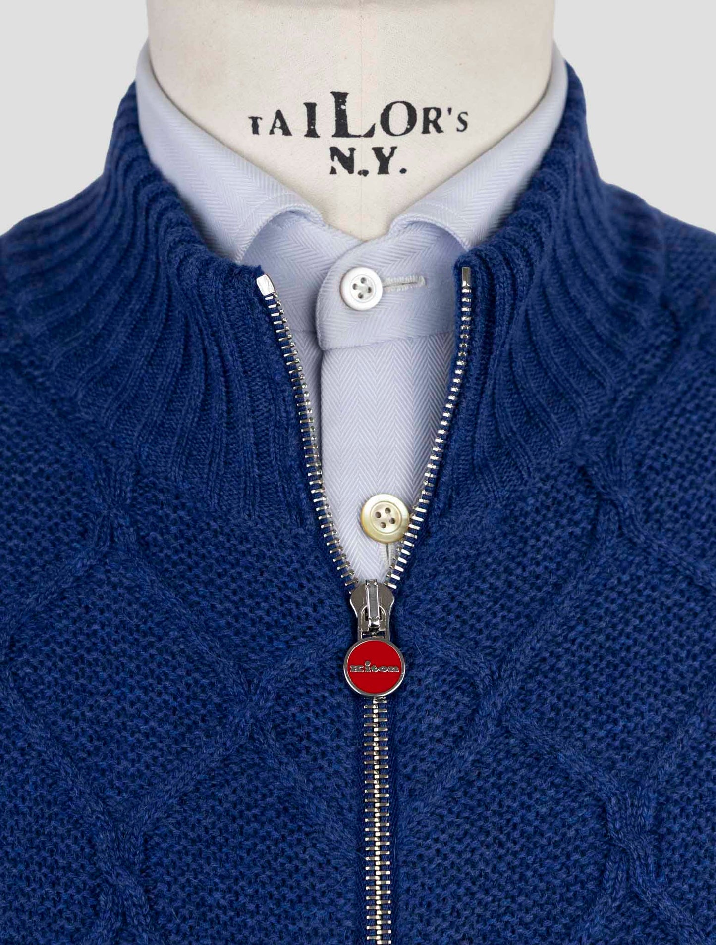 Kiton Blue Cashmere Sweater Full Zip
