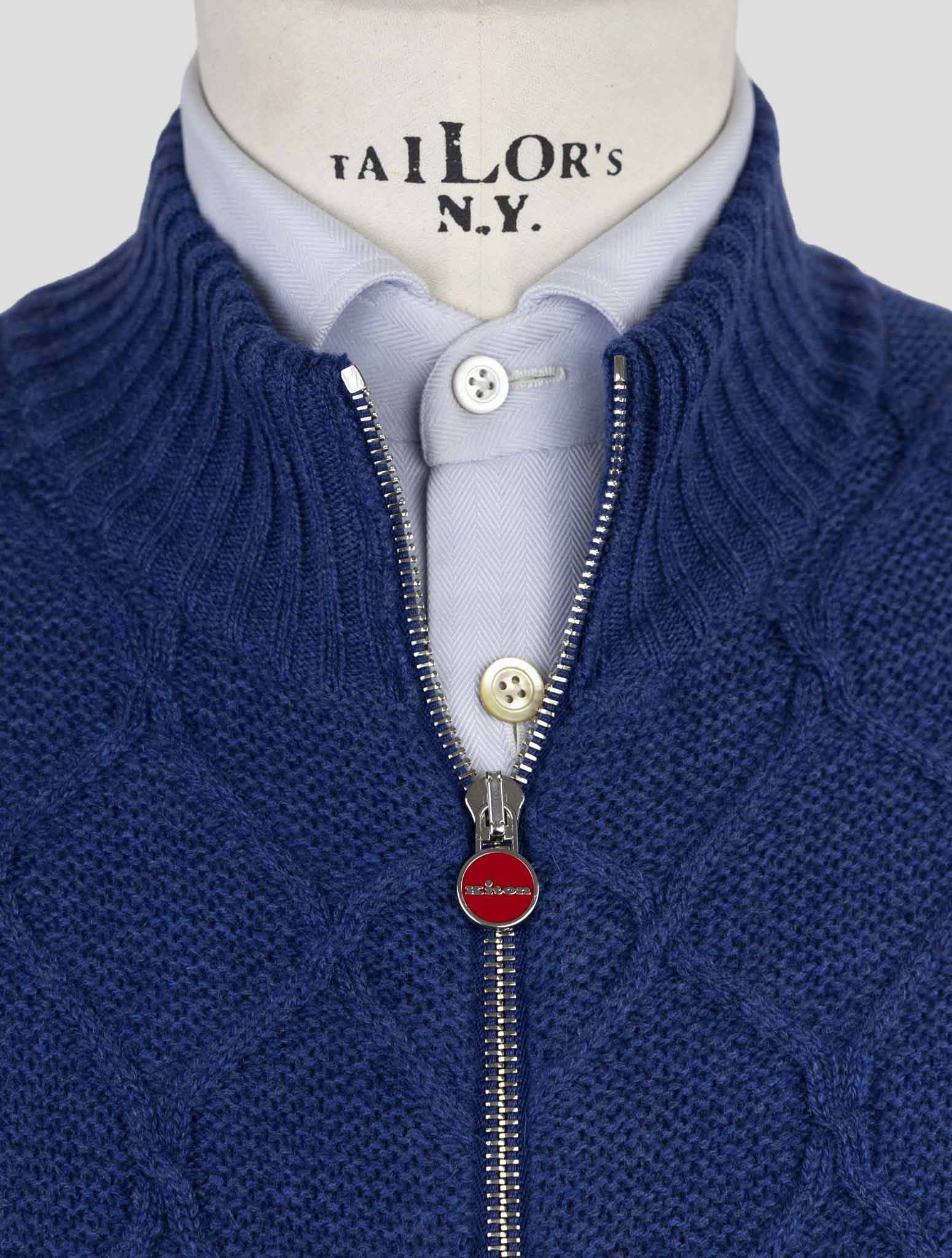 Kiton Blue Cashmere Sweater Full Zip