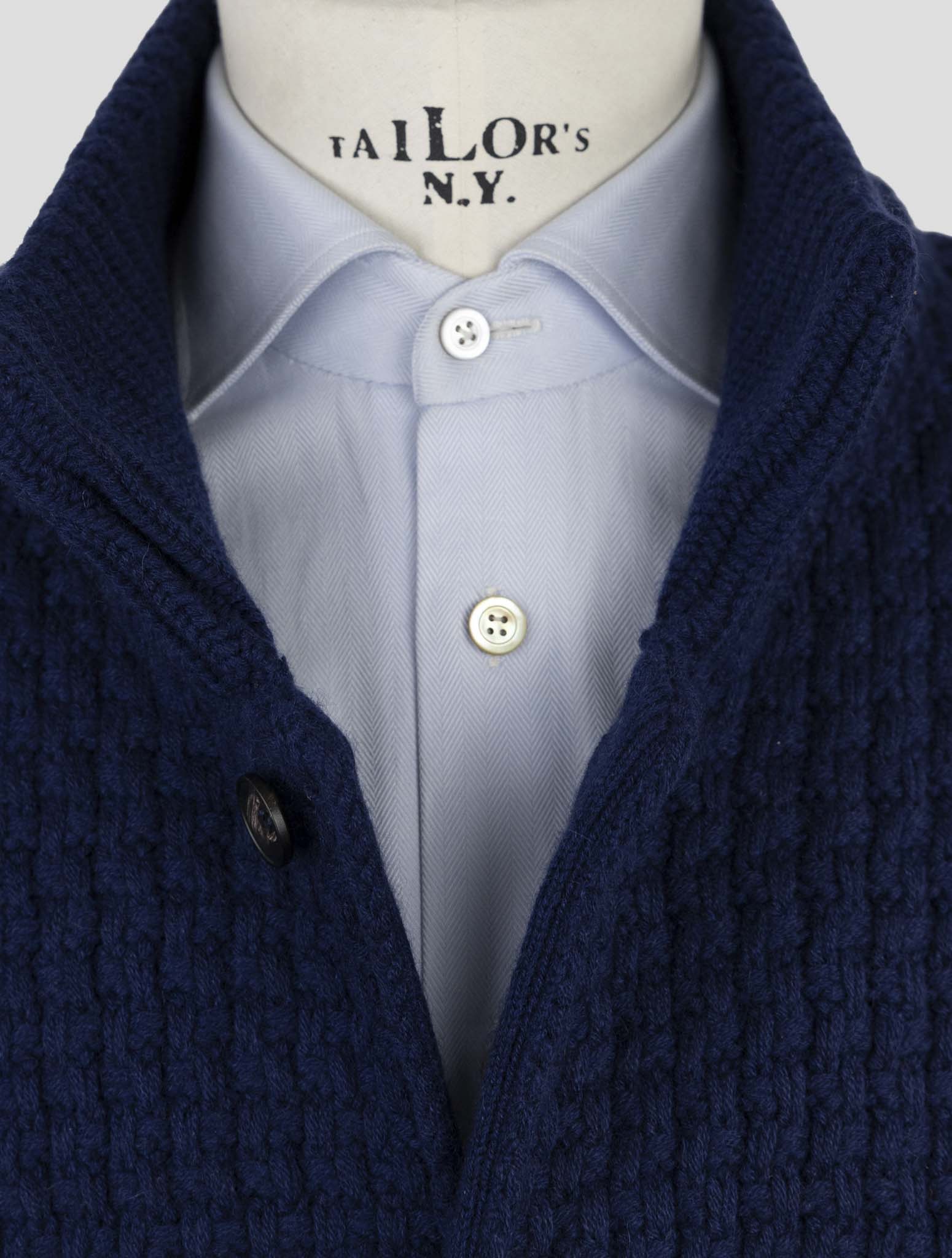 Kiton Blue Cashmere Sweater Cardigan
