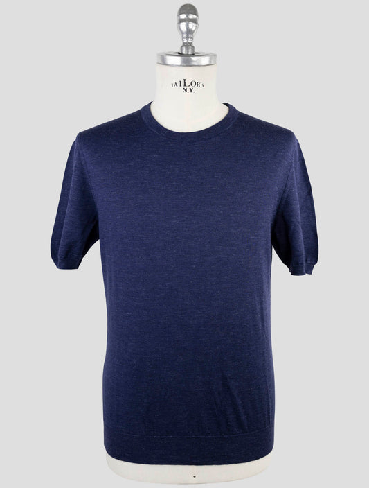 Kiton Blue Silk Cashmere Linen T-Shirt