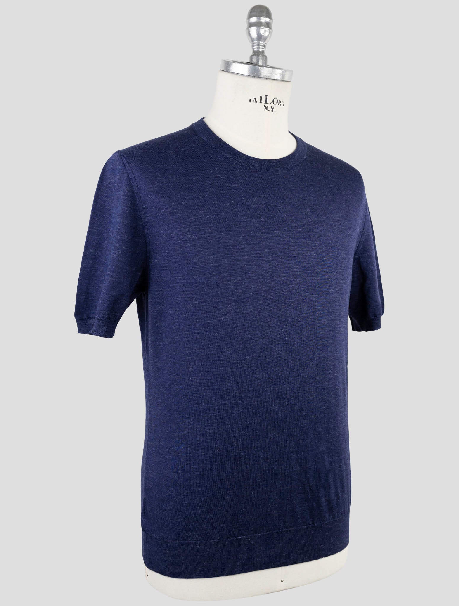 Kiton Blue Silk Cashmere Linen T-Shirt