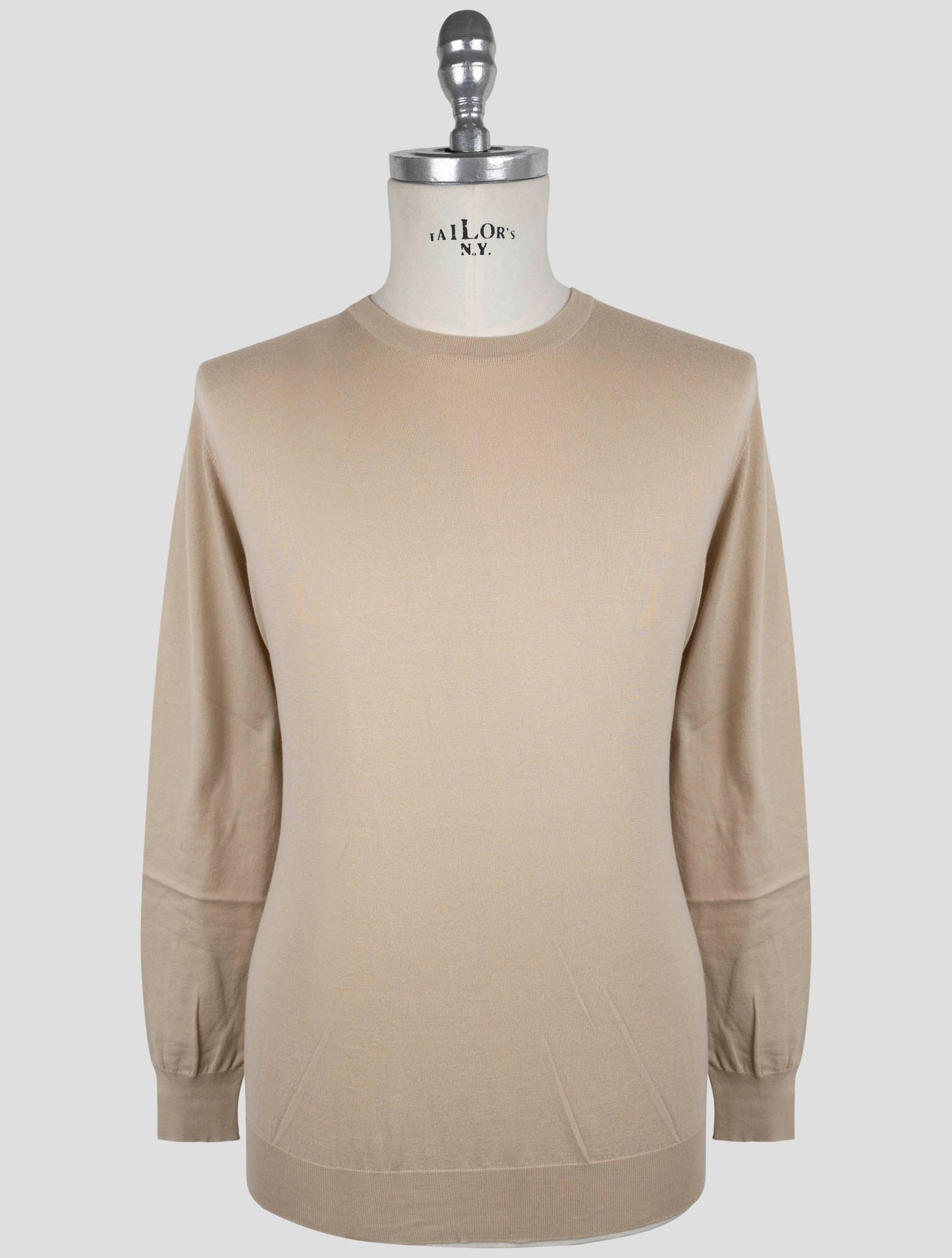 Kiton Beige Cotton Sweater Crewneck