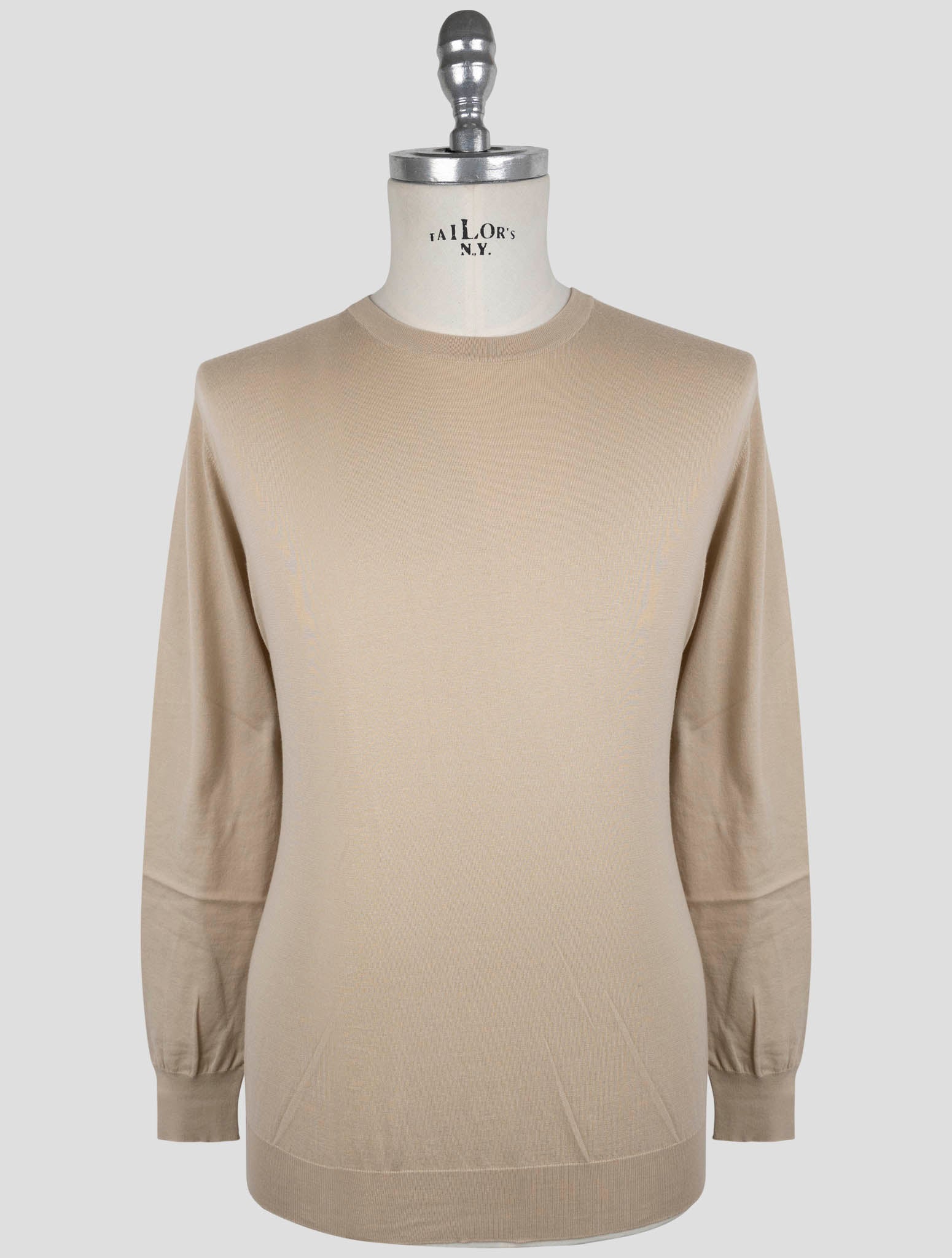 Kiton Beige Cotton Sweater Crewneck