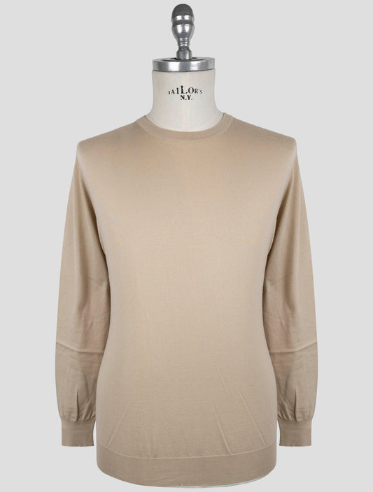 Kiton Beige Cotton Sweater Crewneck