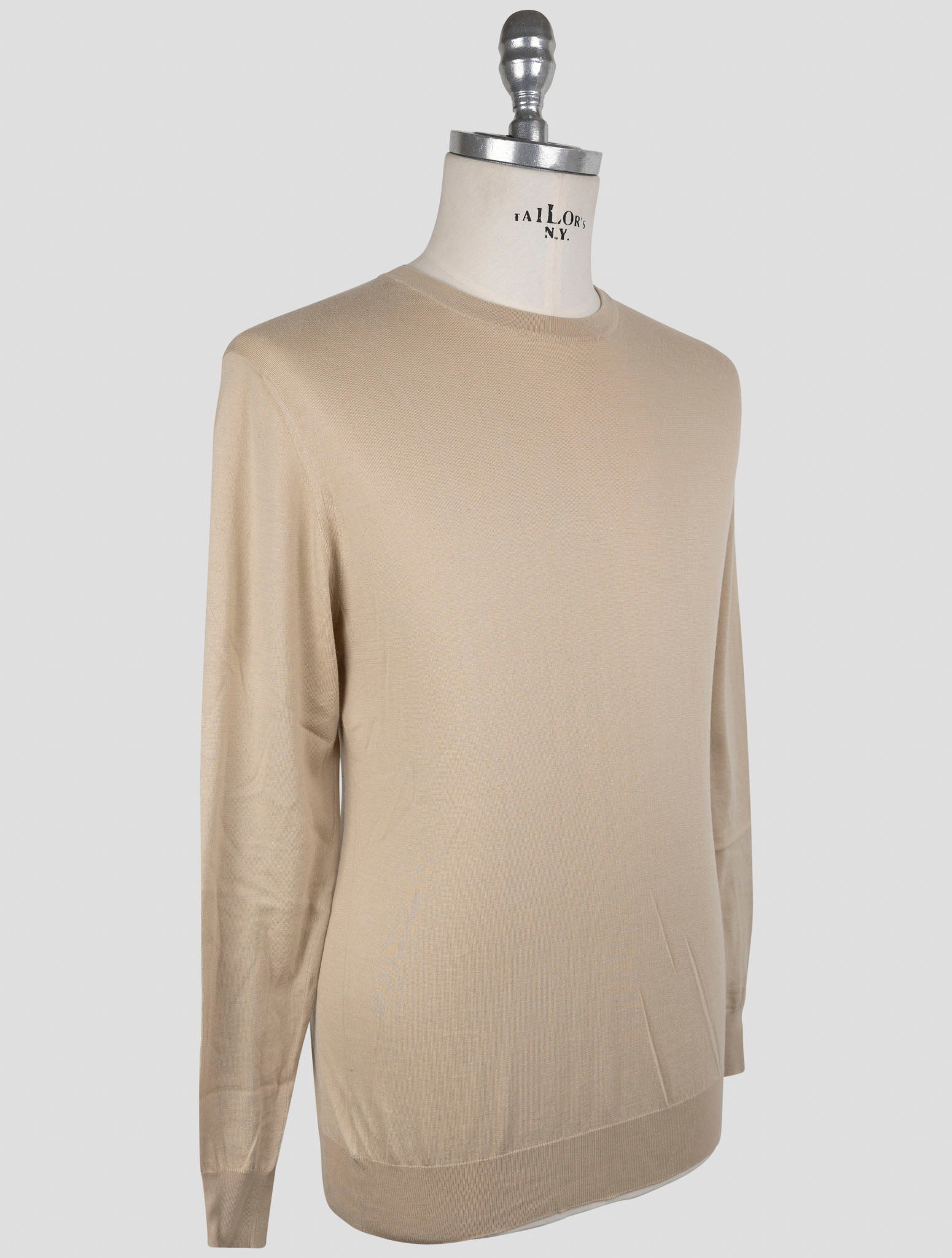 Kiton Beige Cotton Sweater Crewneck