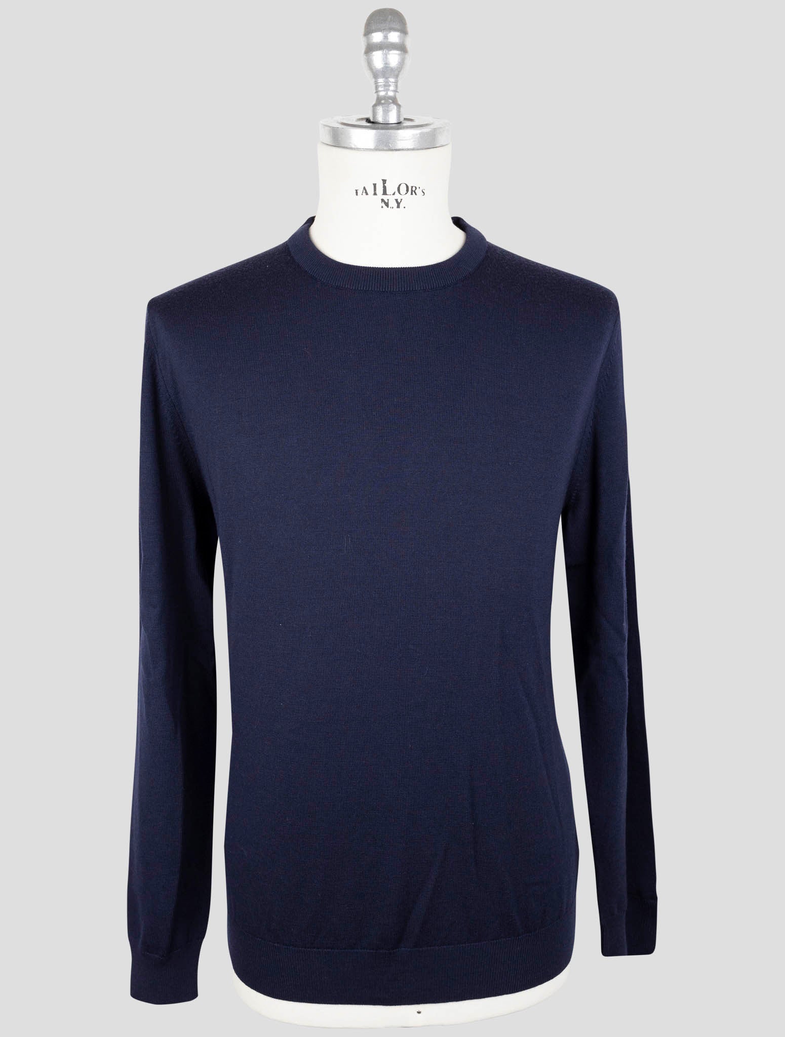 Kiton Blue Wool Sweater Crewneck