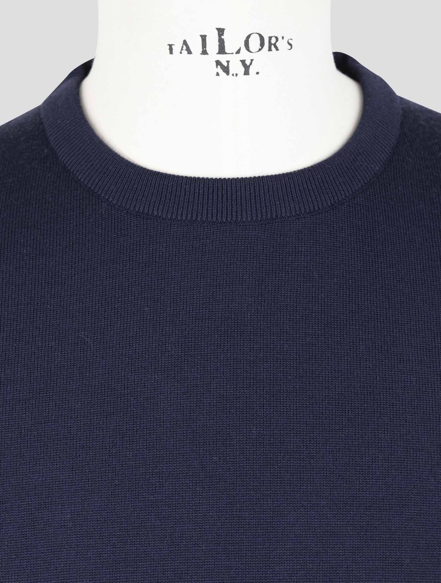 Kiton Blue Wool Sweater Crewneck