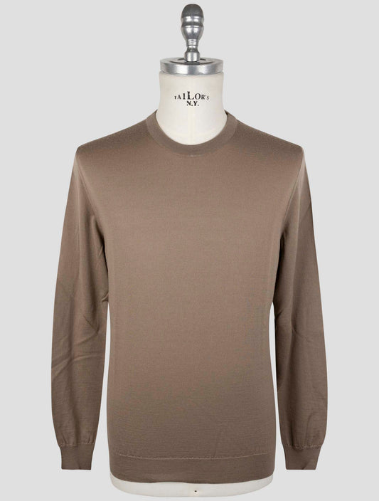 Kiton Brown Wool Sweater Crewneck