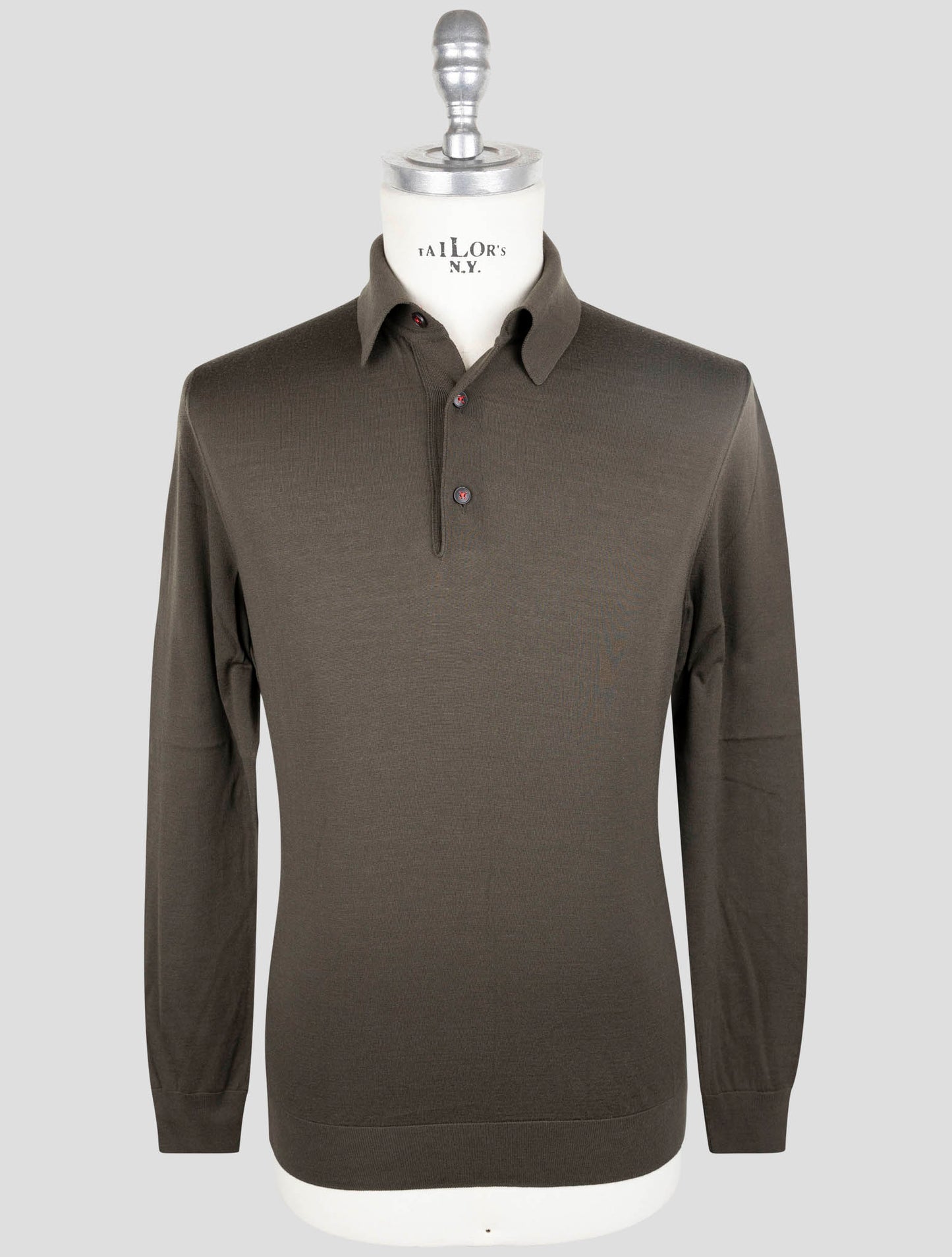 Kiton Green Wool Diamante Blue Sweater Polo