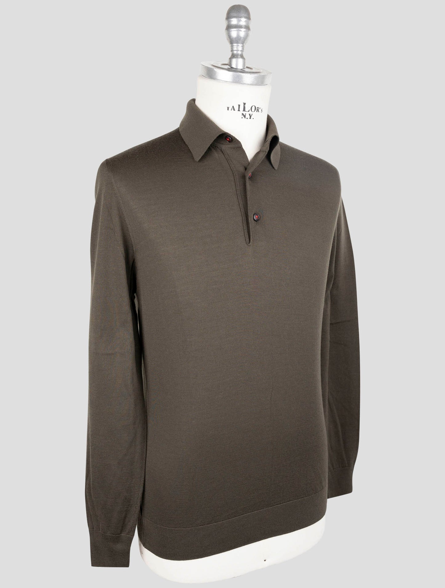 Kiton Green Wool Diamante Blue Sweater Polo