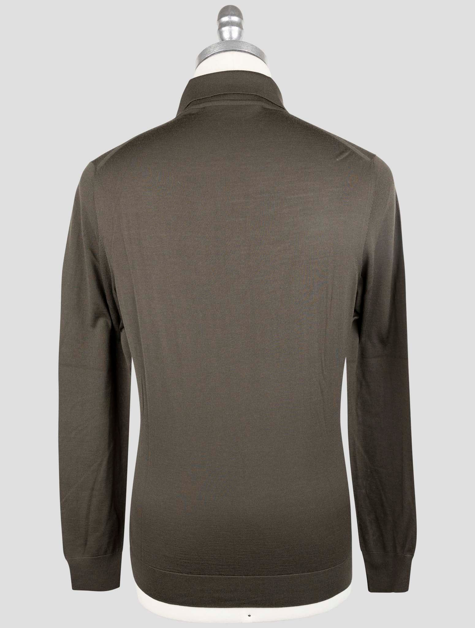 Kiton Green Wool Diamante Blue Sweater Polo