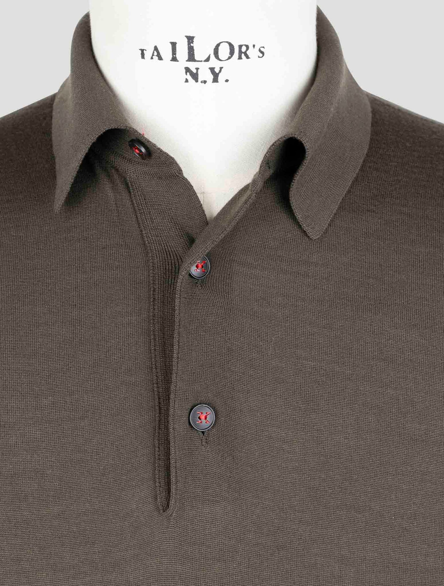 Kiton Green Wool Diamante Blue Sweater Polo