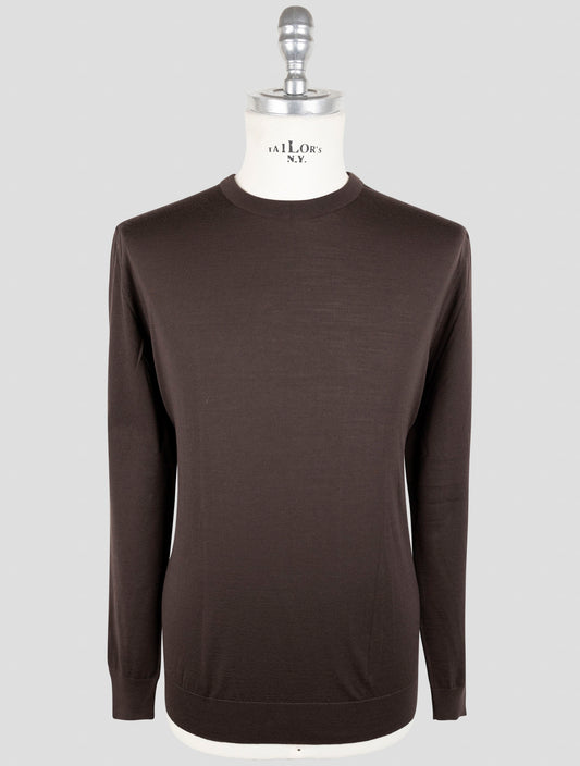 Kiton Brown Wool 14 Micron Sweater V-Neck