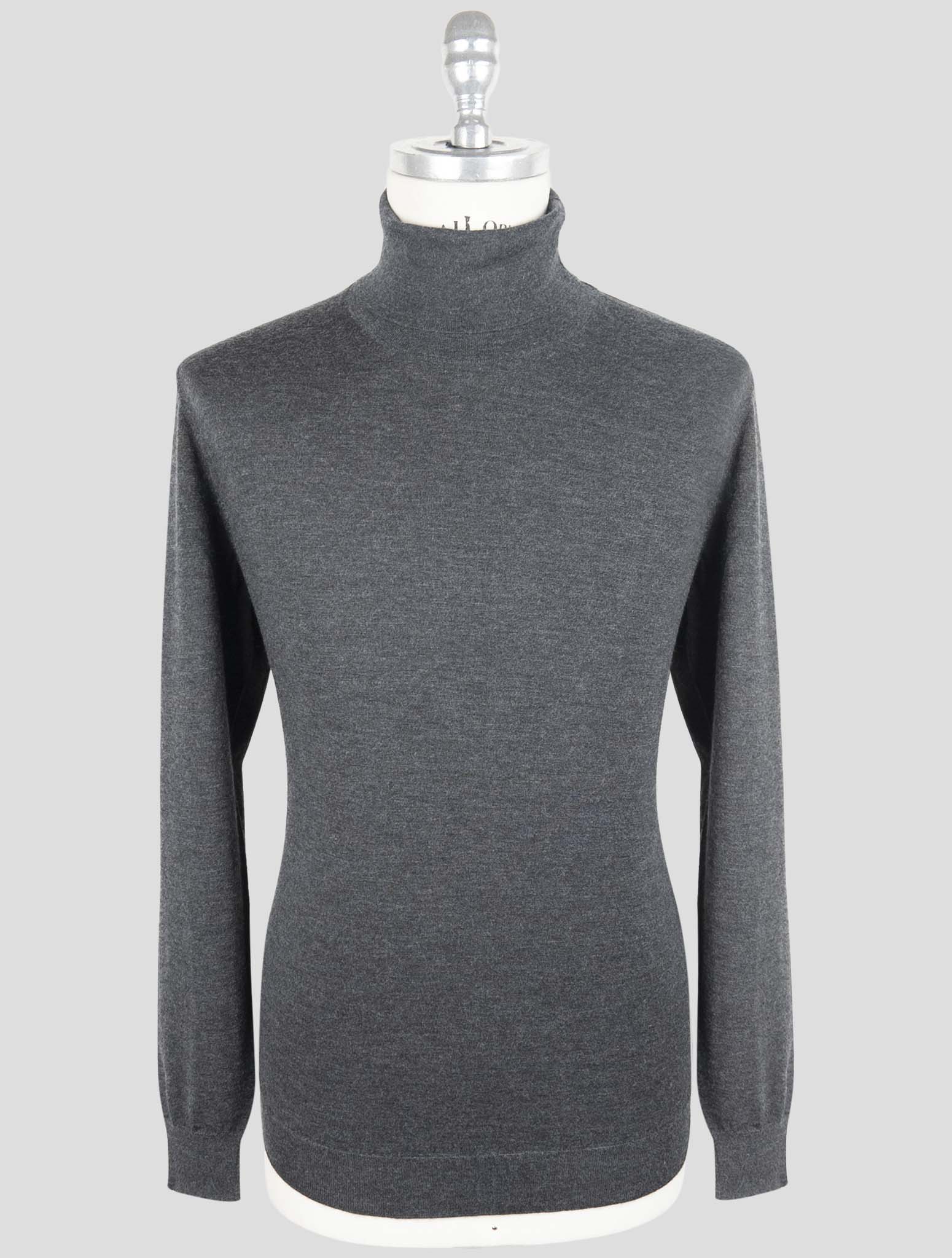 Kiton Gray Silk Cashmere Sweater Turtleneck