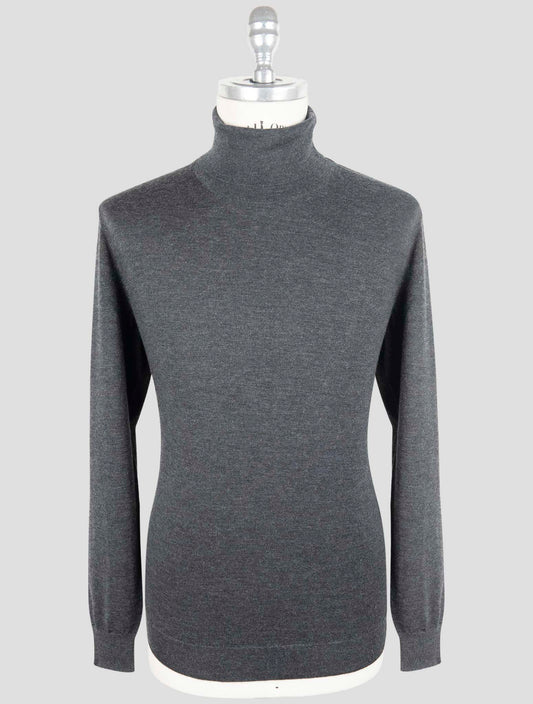 Kiton Gray Silk Cashmere Sweater Turtleneck