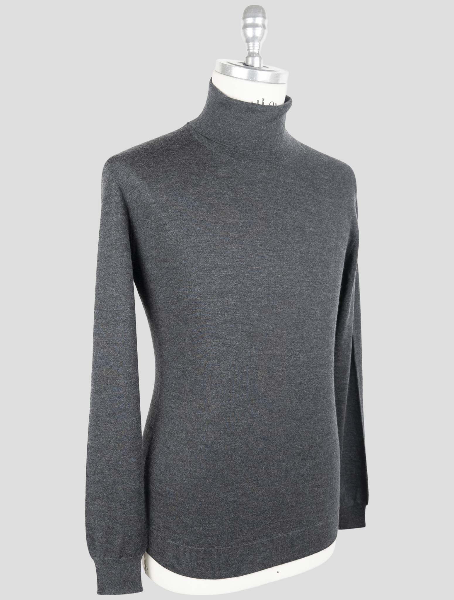 Kiton Gray Silk Cashmere Sweater Turtleneck