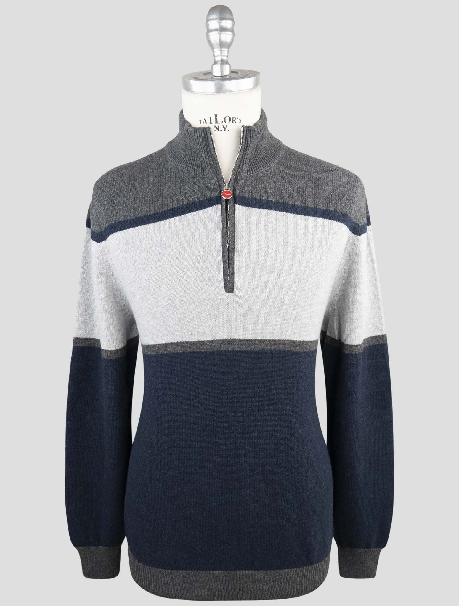 Kiton Gray Cashmere Sweater Half Zip