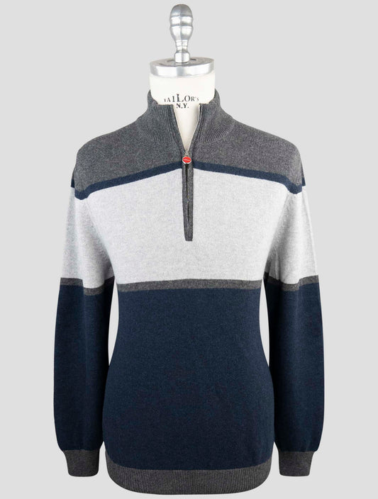 Kiton Gray Cashmere Sweater Half Zip