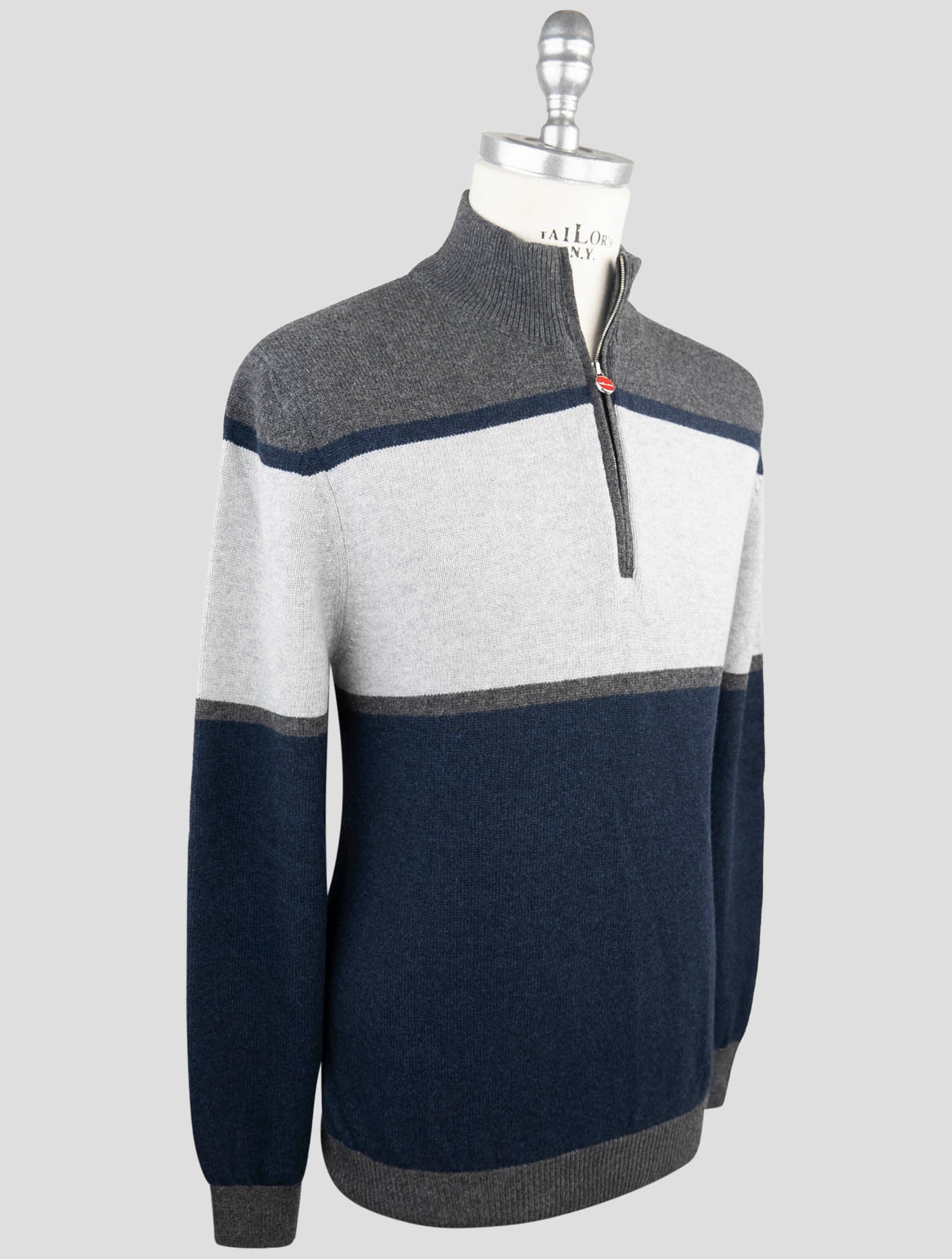 Kiton Gray Cashmere Sweater Half Zip