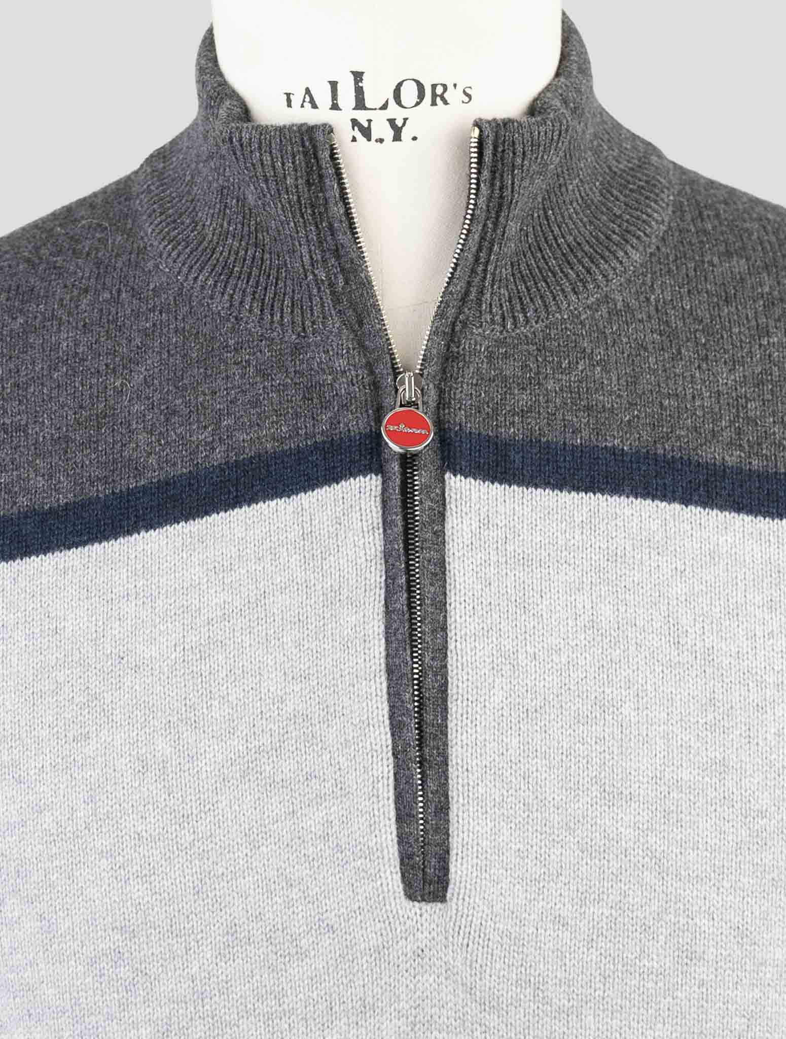 Kiton Gray Cashmere Sweater Half Zip