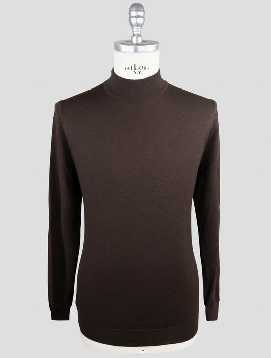 Kiton Brown Cashmere sILK Sweater Half Neck