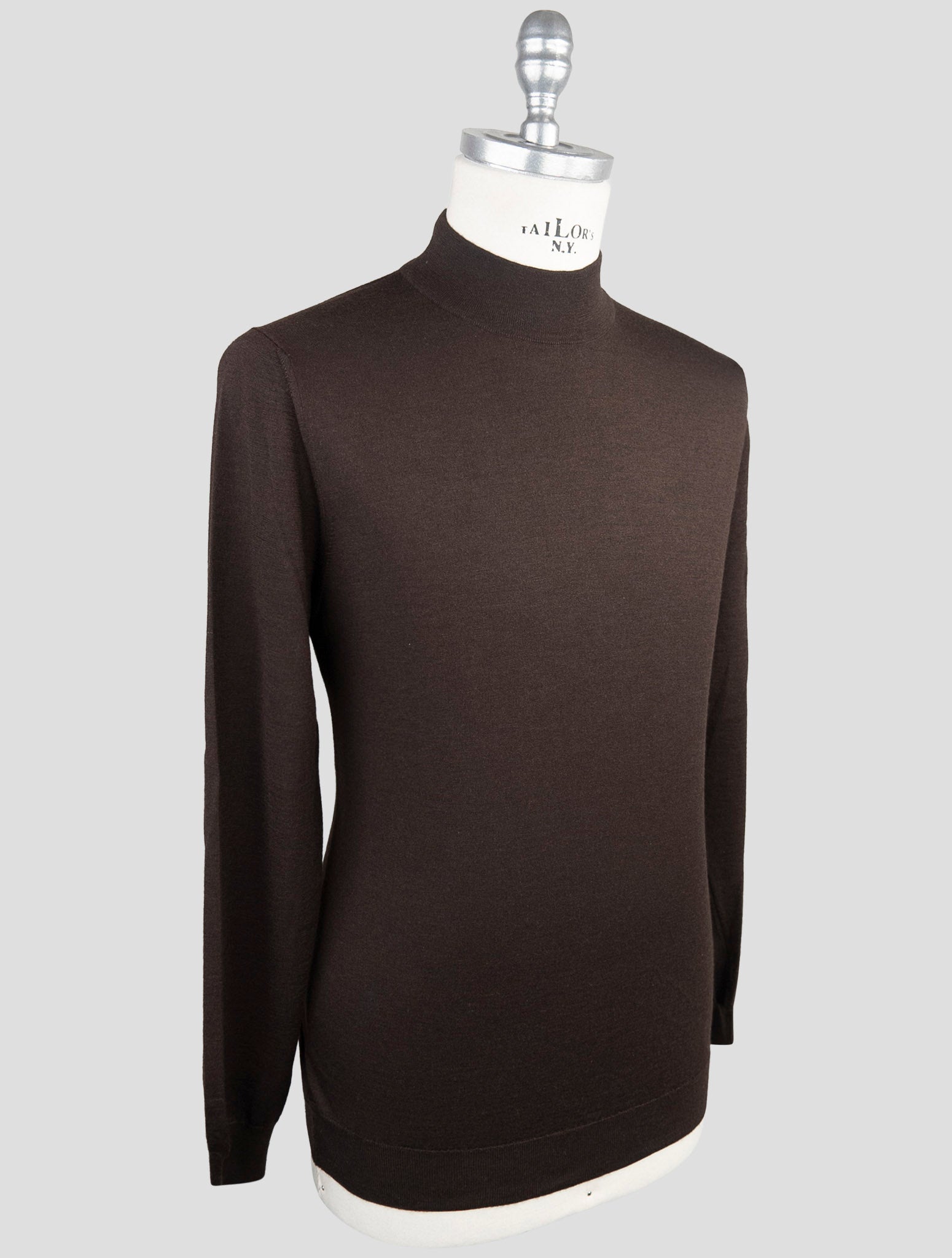 Kiton Brown Cashmere sILK Sweater Half Neck