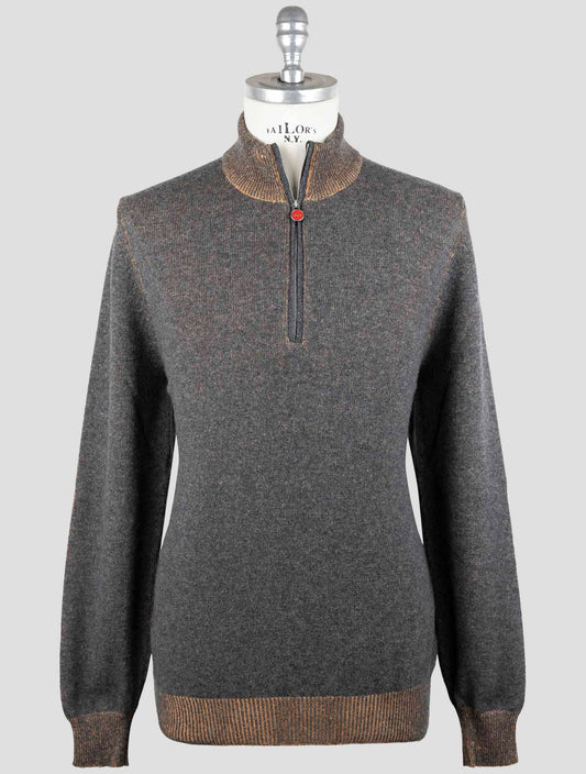 Kiton Brown Cashmere Sweater Half Zip