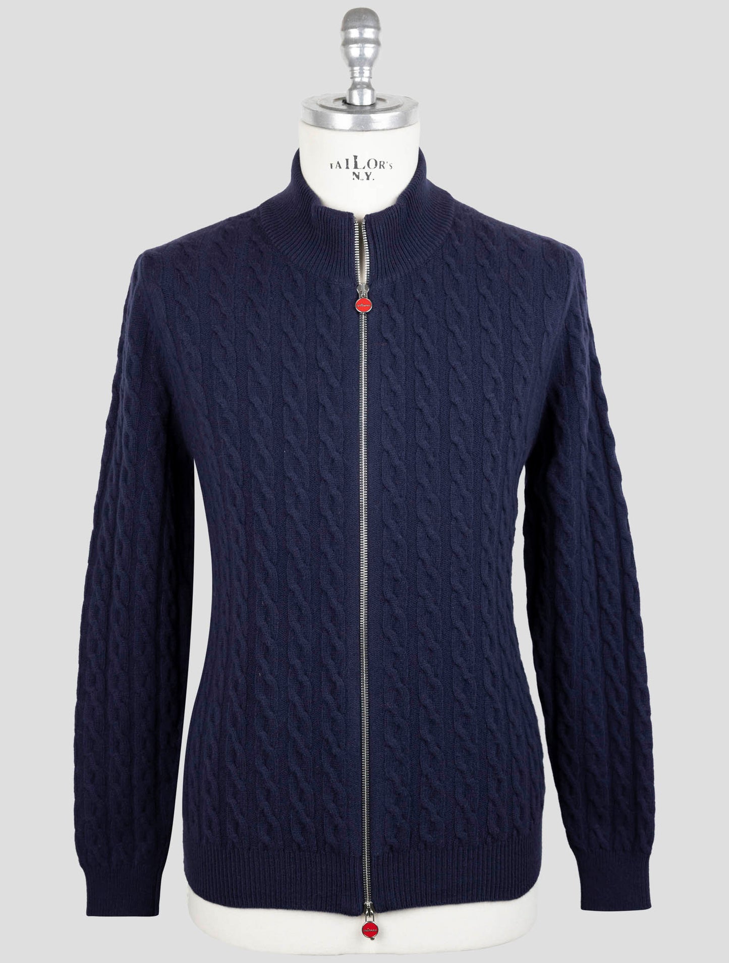 Kiton Blue Wool Sweater Full Zip